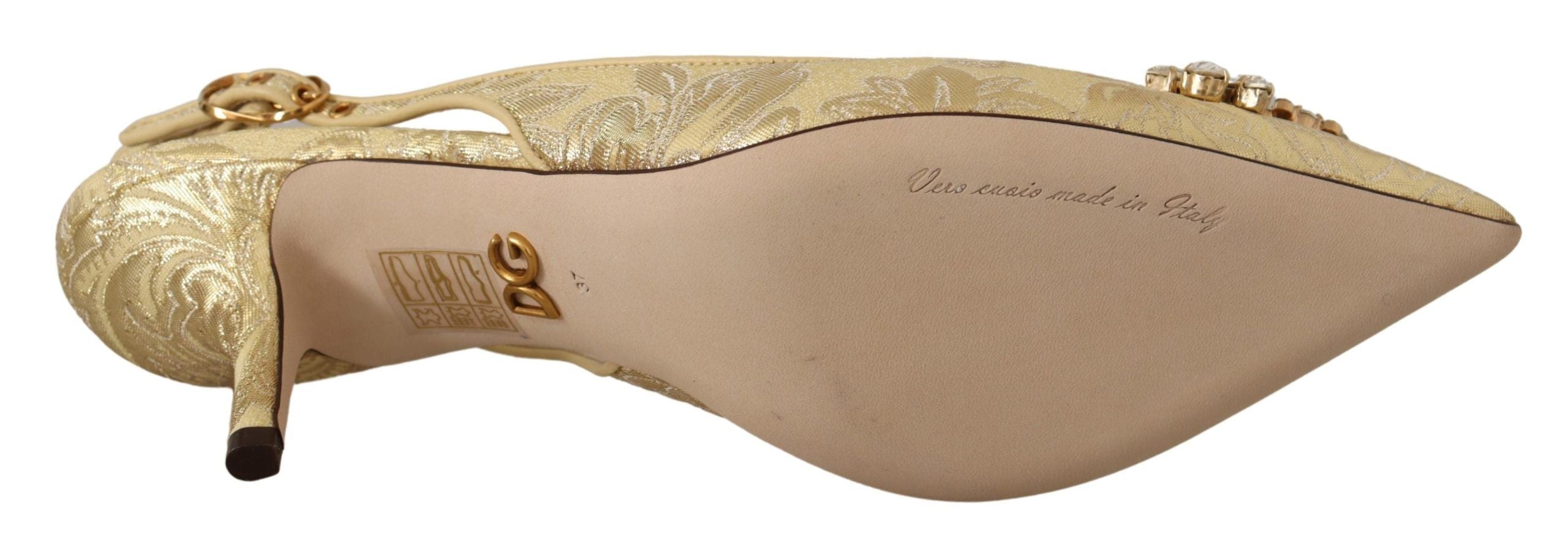 Dolce & Gabbana Gold Kristall Slingbacks Pumps Heels Schuhe-4