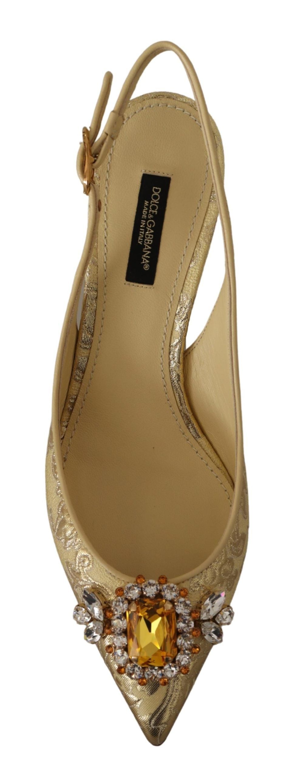 Dolce & Gabbana Gold Kristall Slingbacks Pumps Heels Schuhe-5