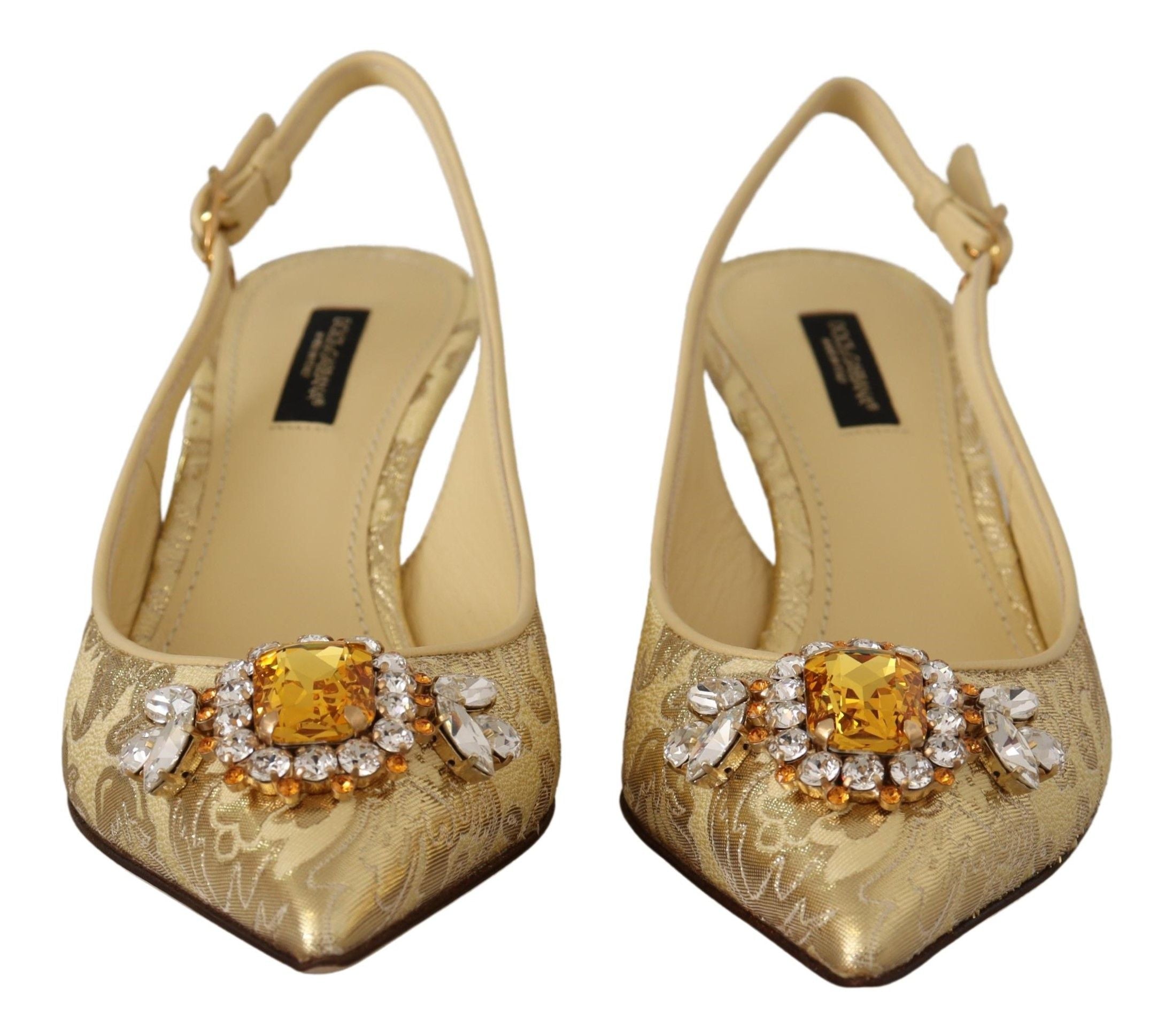 Dolce & Gabbana Gold Kristall Slingbacks Pumps Heels Schuhe-6