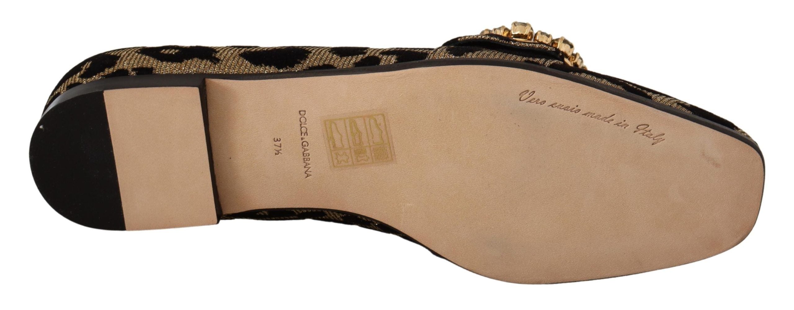 Mocasines con cristales y estampado de leopardo dorado de Dolce & Gabbana-6