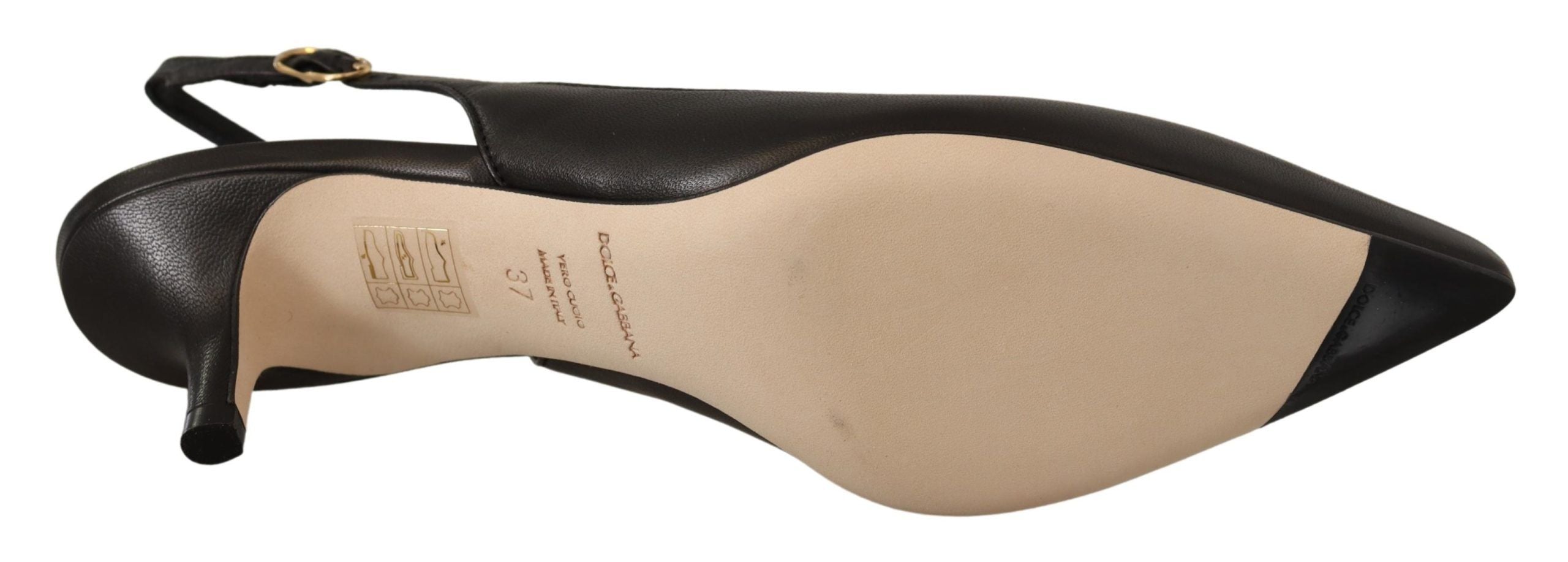 Dolce & Gabbana Black Leather Slingback Heels Pumps Shoes-3