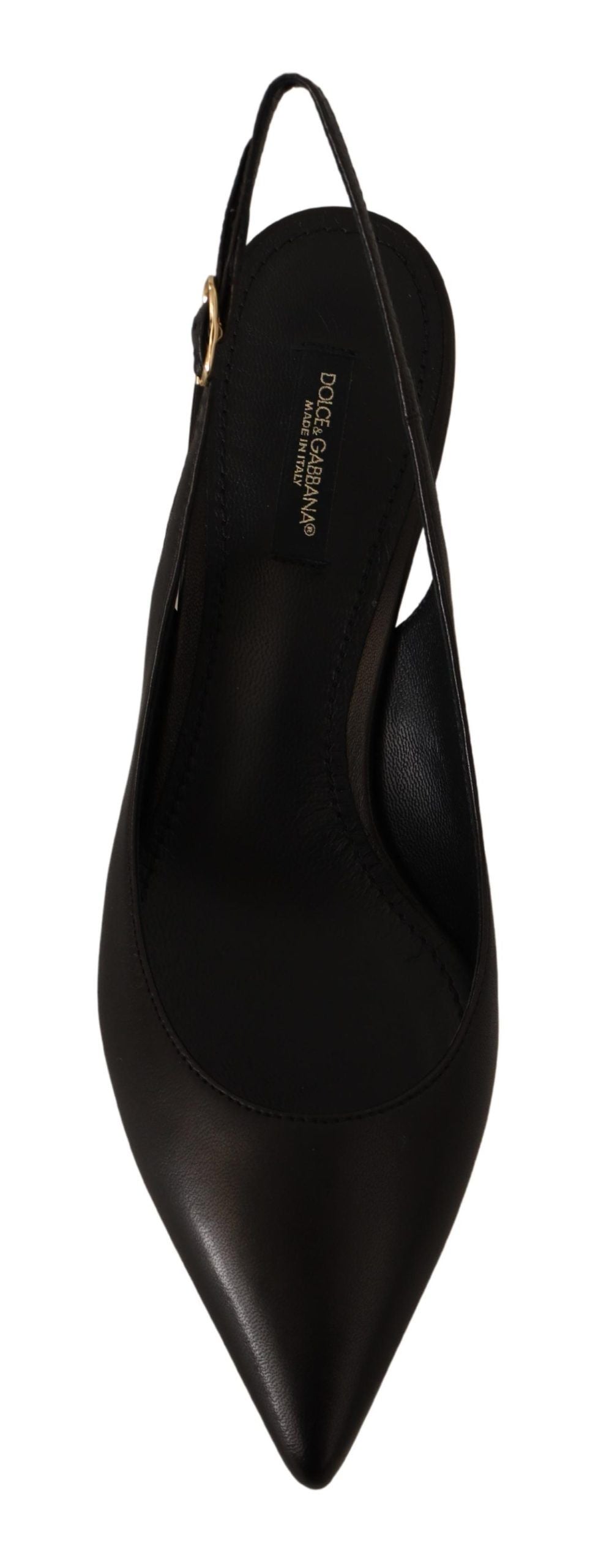 Dolce & Gabbana Black Leather Slingback Heels Pumps Shoes-4