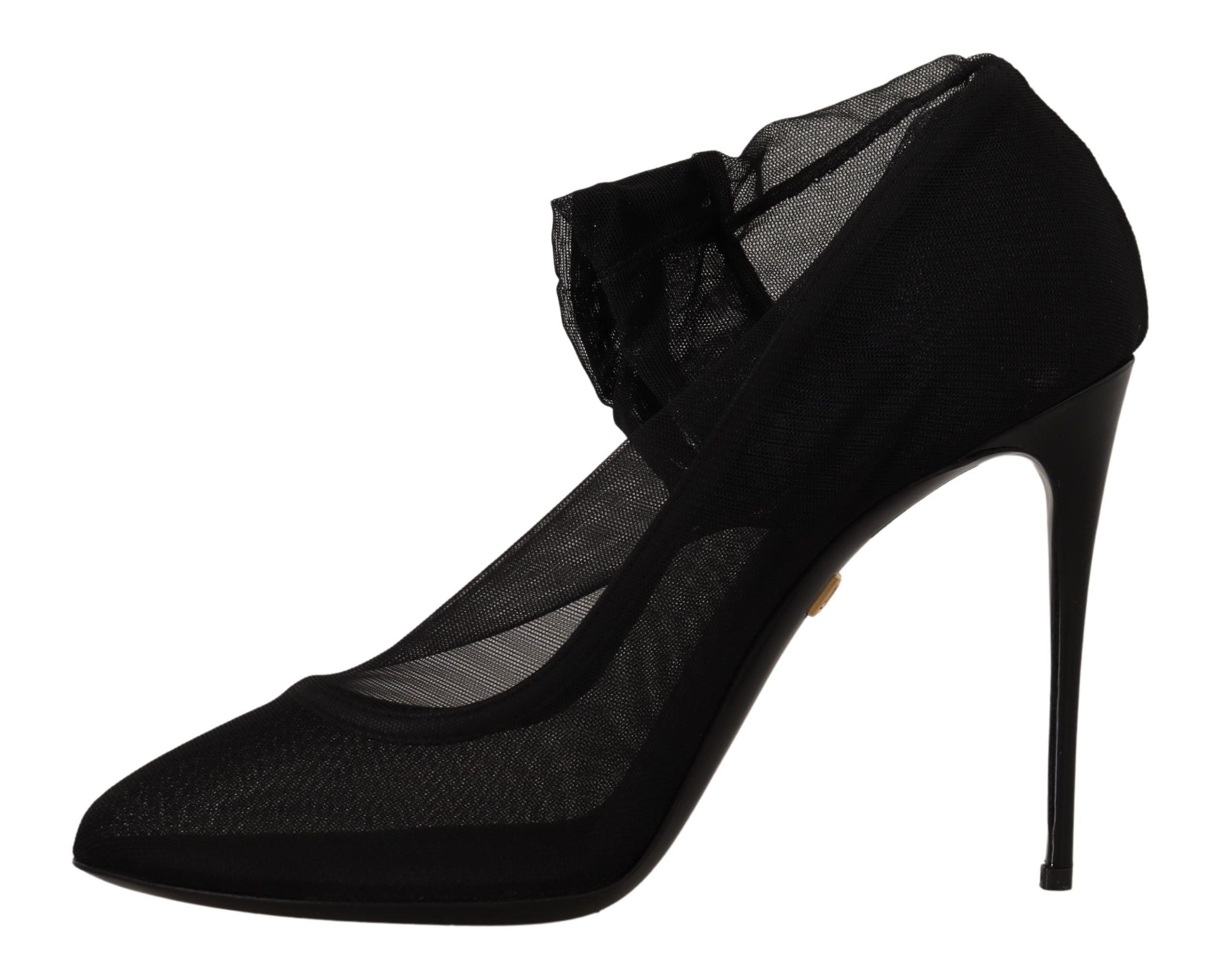 Dolce & Gabbana Black Tulle Stretch Boots Pumps Shoes-4