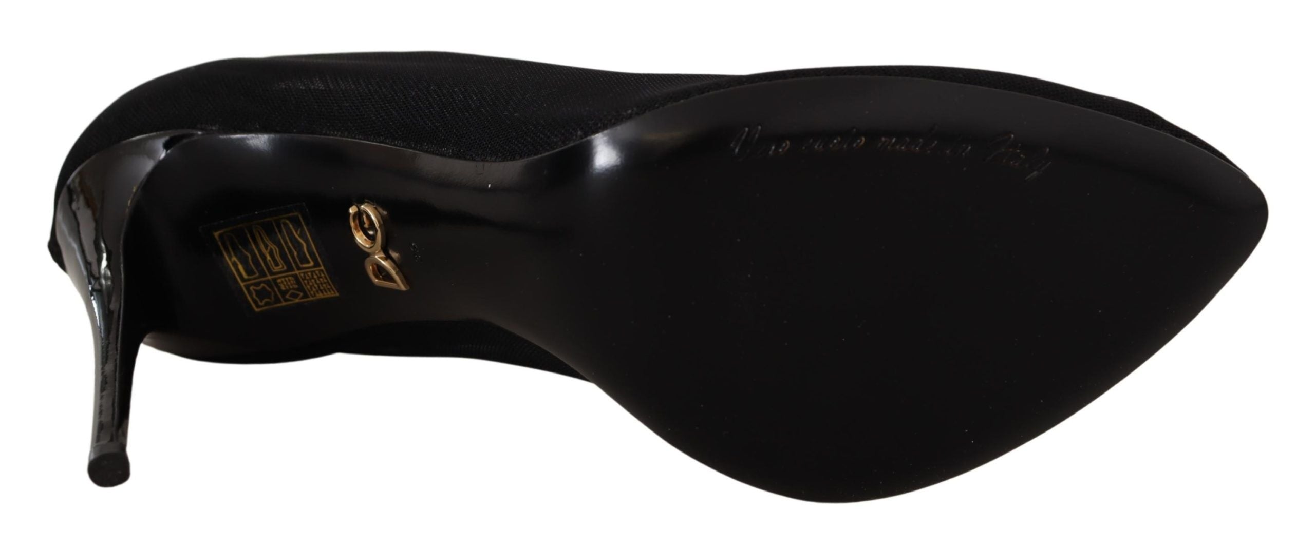 Dolce & Gabbana Black Tulle Stretch Boots Pumps Shoes-5