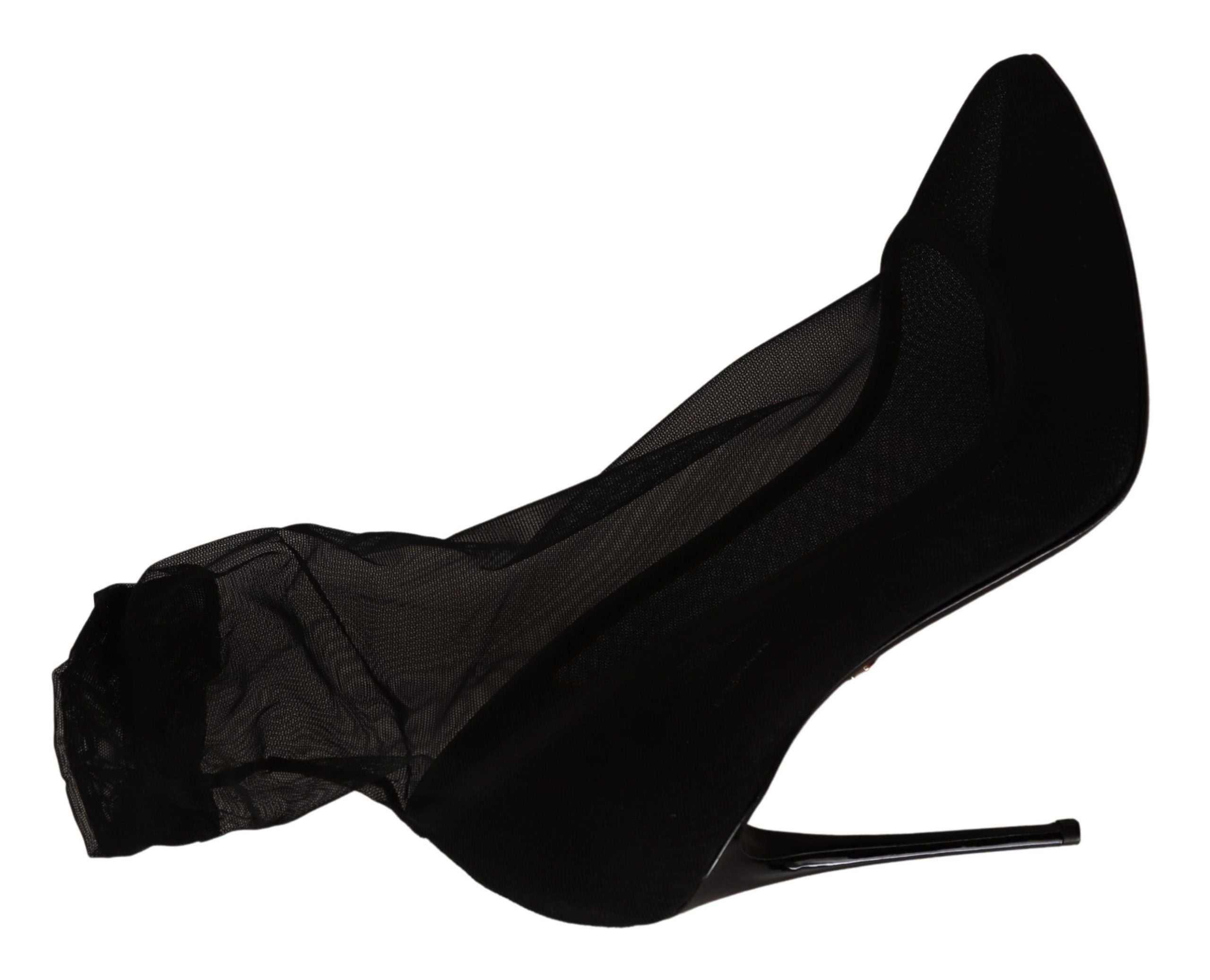 Dolce & Gabbana Black Tulle Stretch Boots Pumps Shoes-7