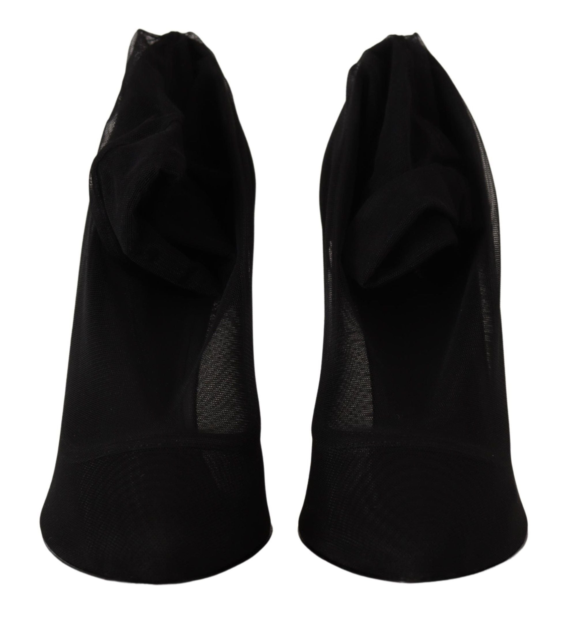 Dolce & Gabbana Black Tulle Stretch Boots Pumps Shoes-8