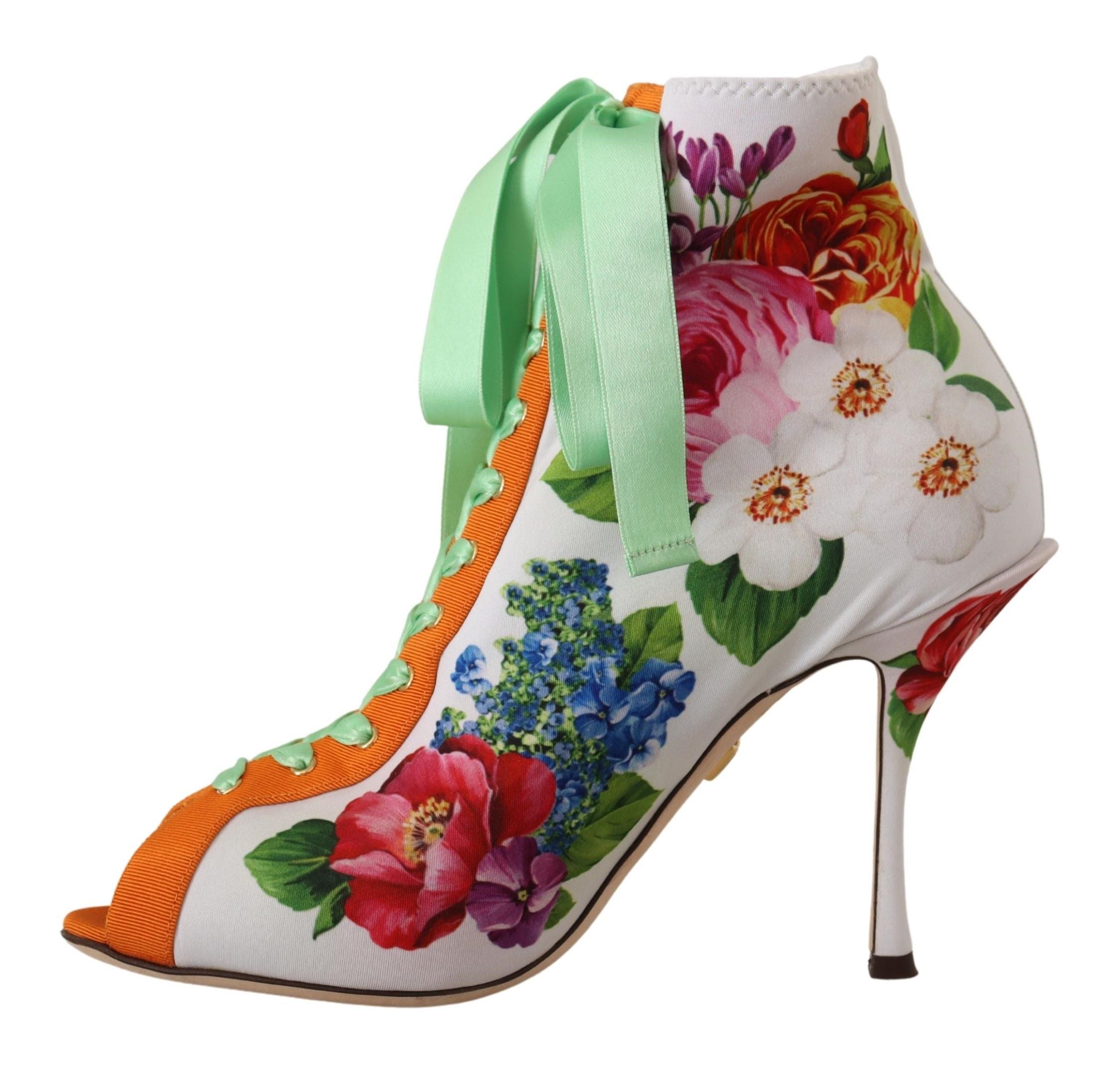 Dolce & Gabbana White Jersey Stretch Boots Open Toe Heels Shoes-2