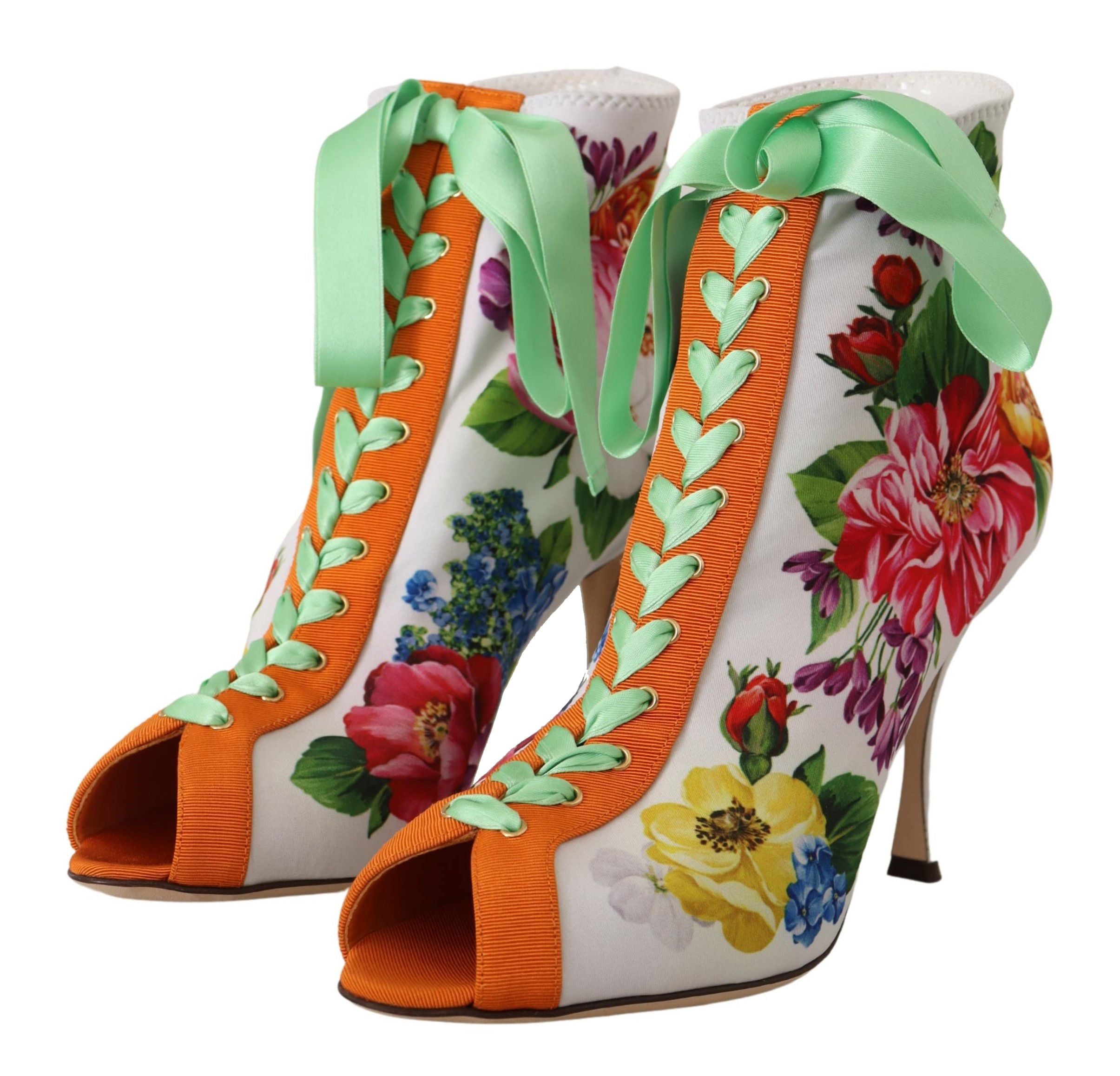 Dolce & Gabbana White Jersey Stretch Boots Open Toe Heels Shoes-6