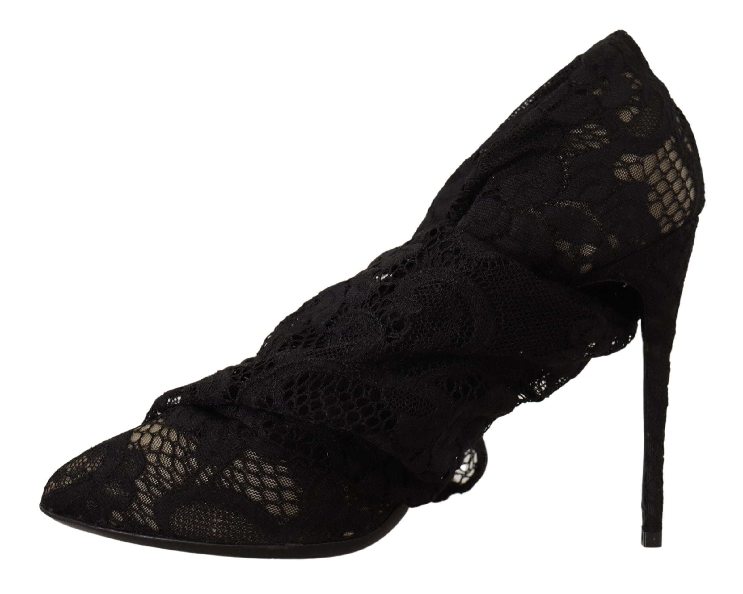 Dolce & Gabbana Schwarz Stretch Socken Taormina Spitze Stiefel Schuhe-4
