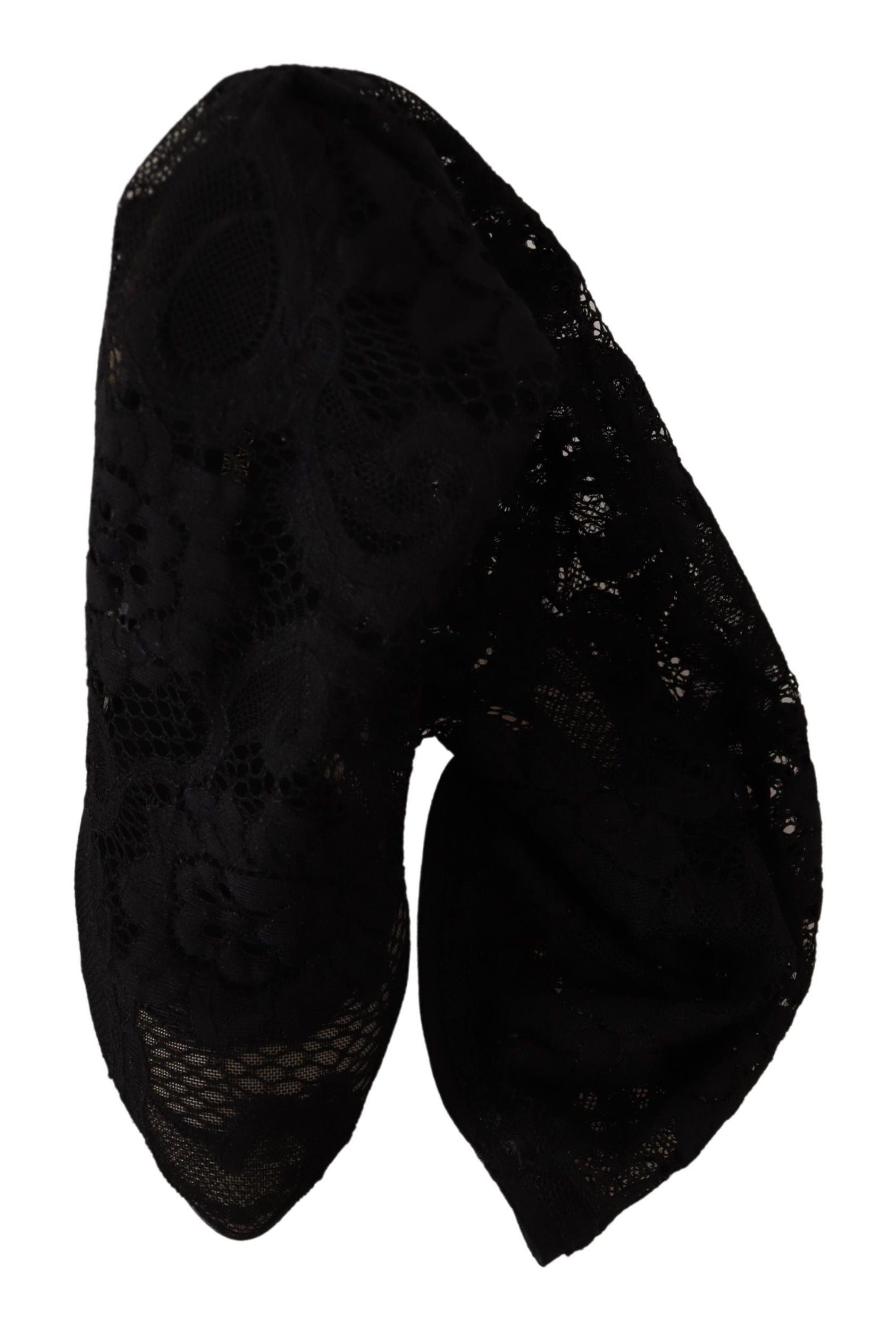 Dolce & Gabbana Schwarz Stretch Socken Taormina Spitze Stiefel Schuhe-7
