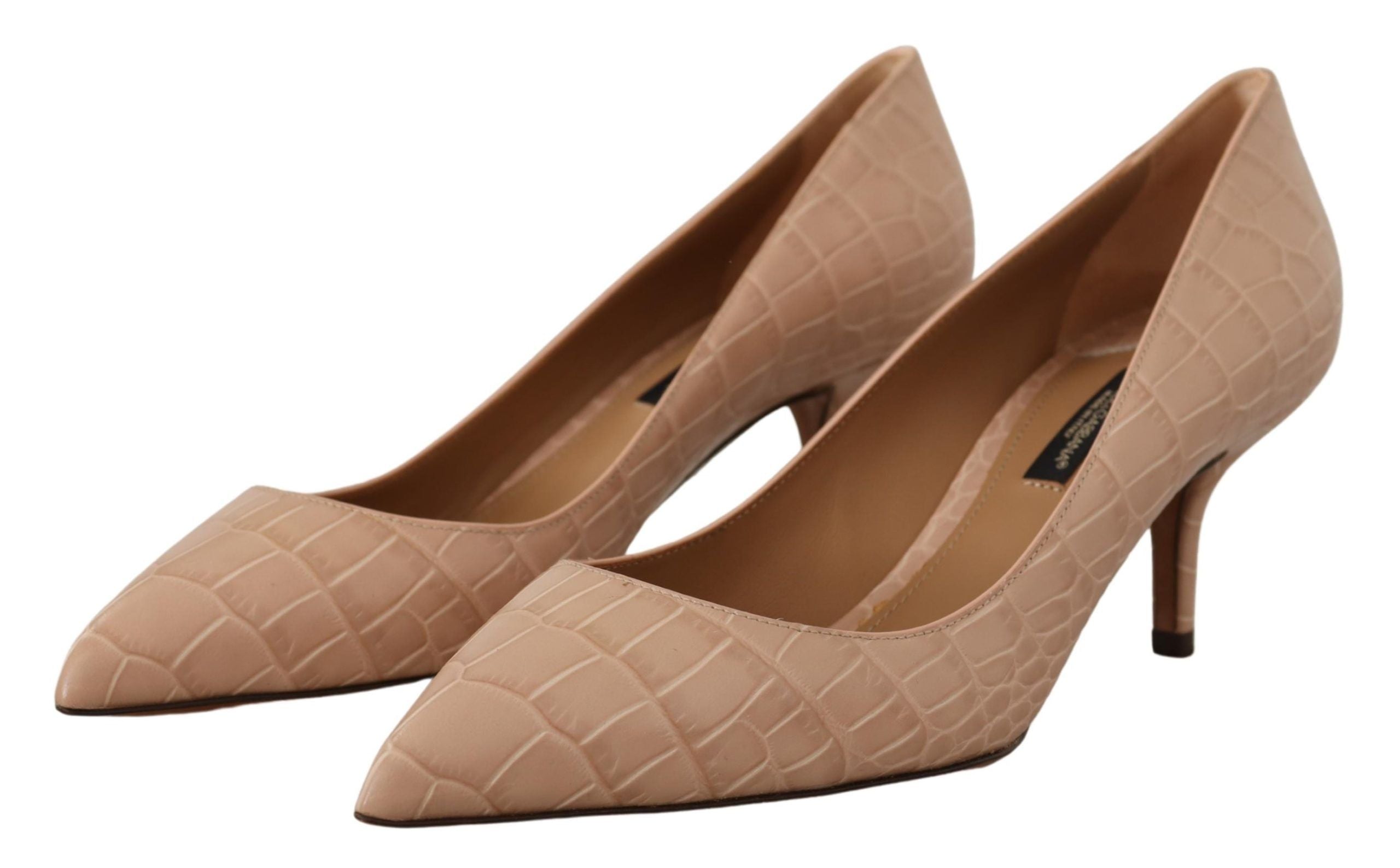 Dolce & Gabbana Beige Leather Lace-Up Heels Pumps Shoes-2