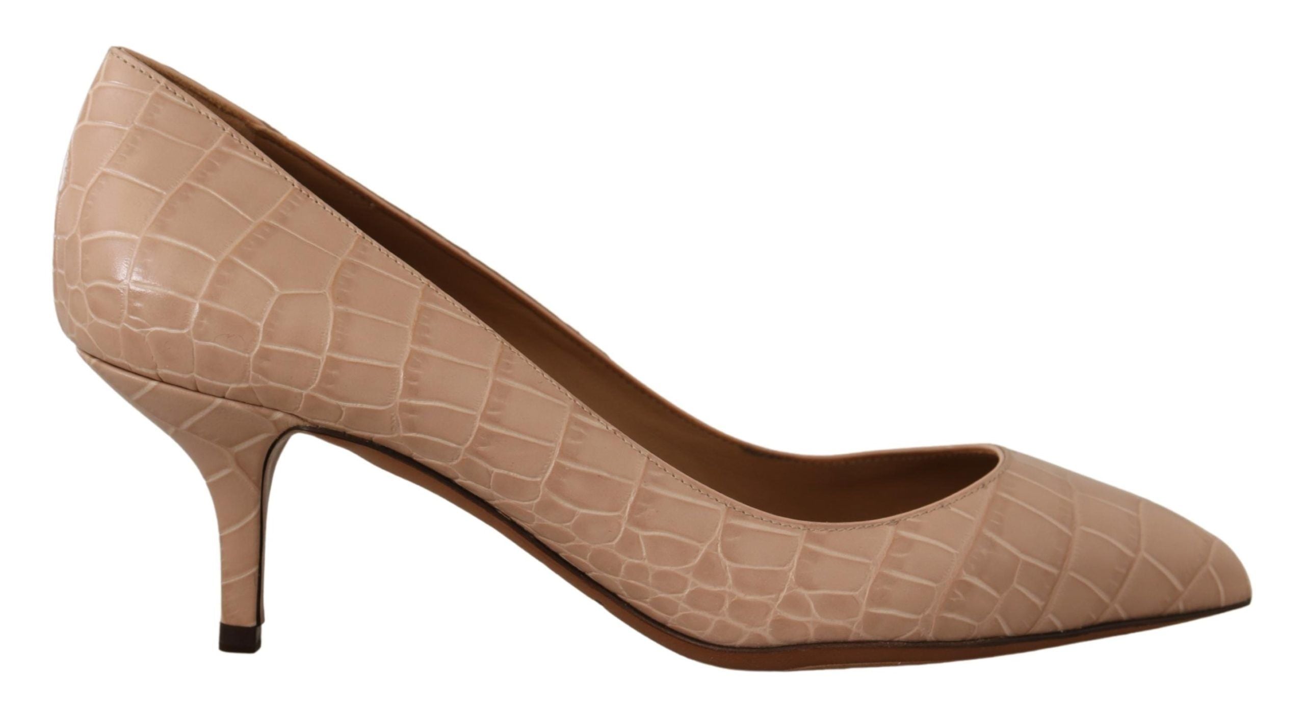 Dolce & Gabbana Beige Leather Lace-Up Heels Pumps Shoes-1
