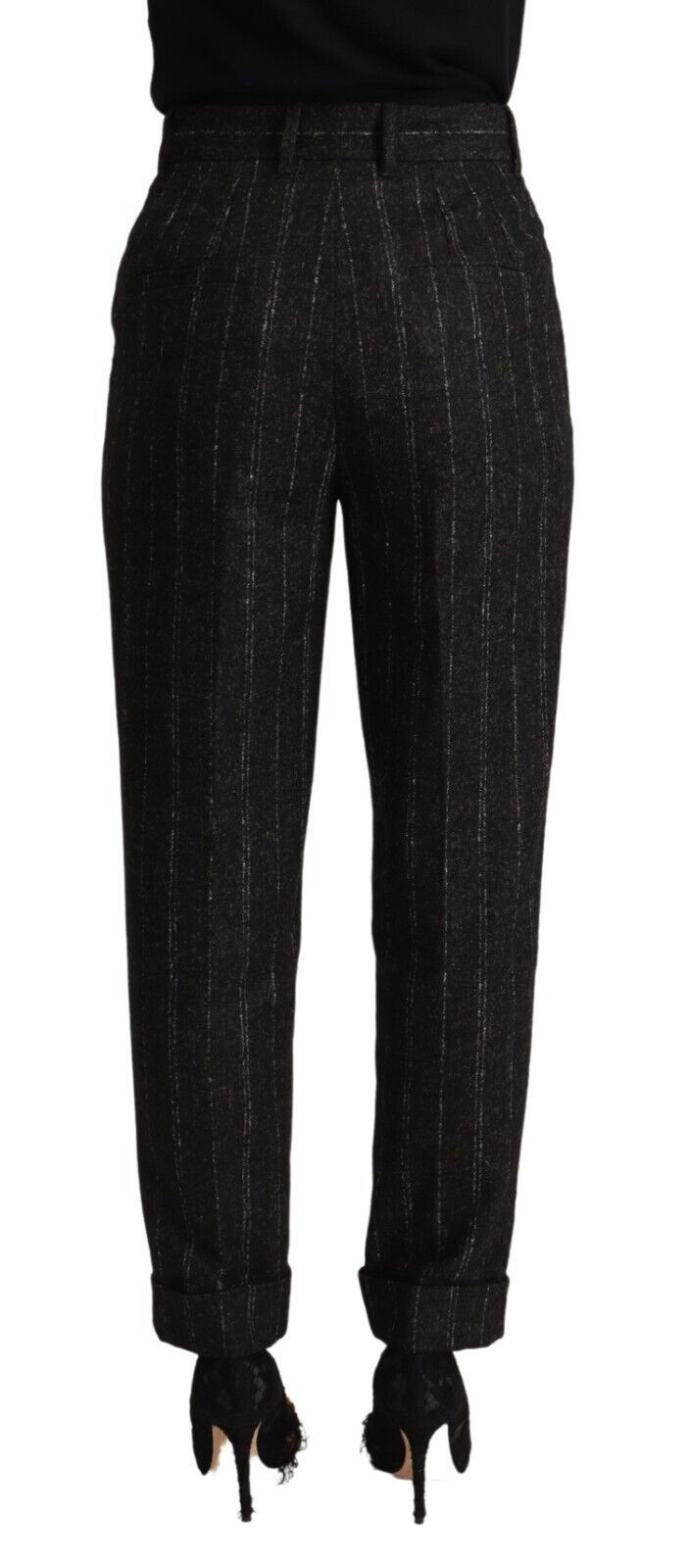Dolce & Gabbana Black Striped High Waist Tapered Pants-2