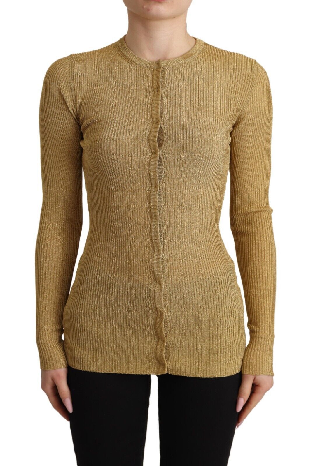 Dolce & Gabbana gold-colored cardigan with viscose blend and buttons-1