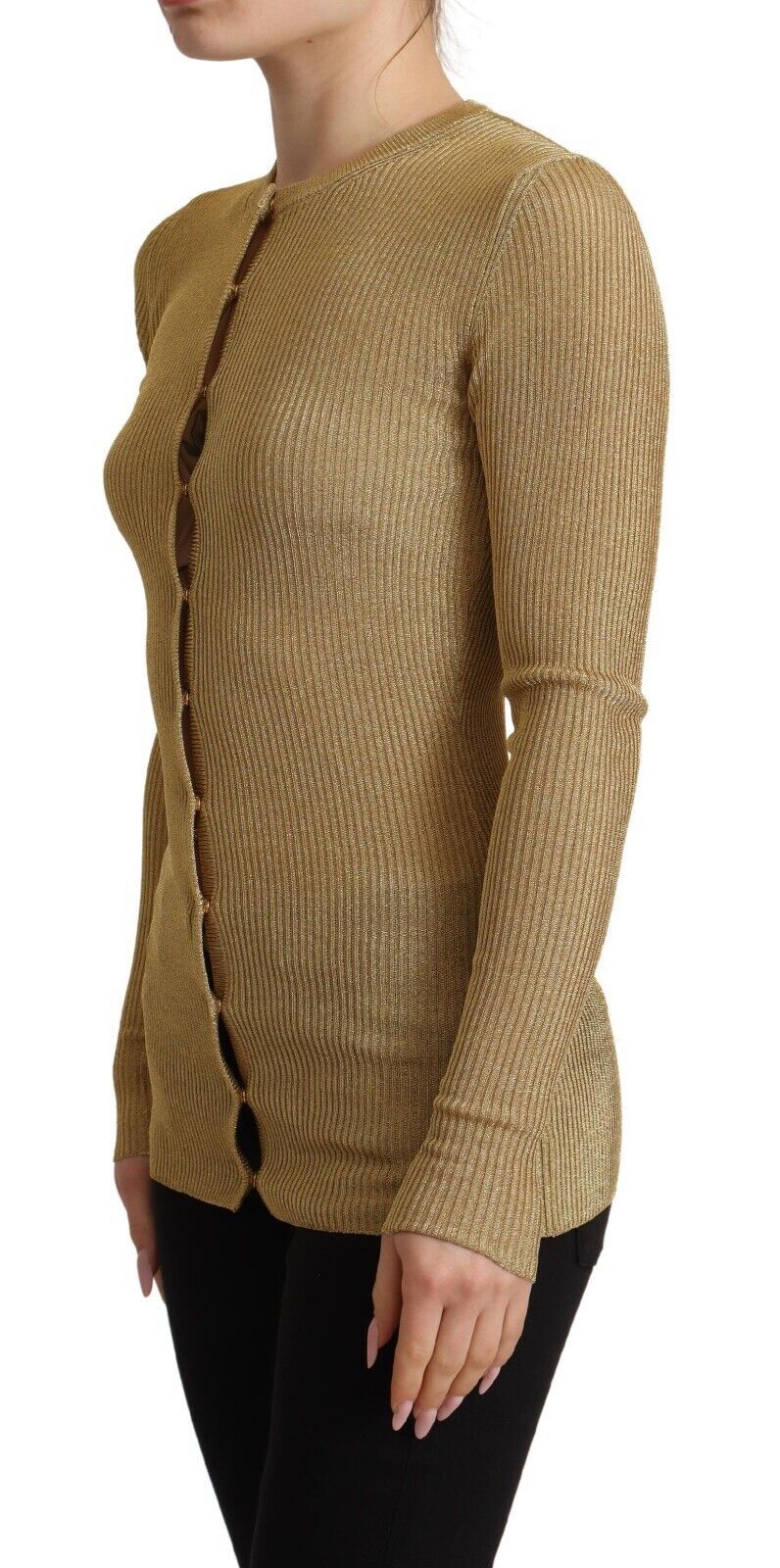 Dolce & Gabbana gold-colored cardigan with viscose blend and buttons-2
