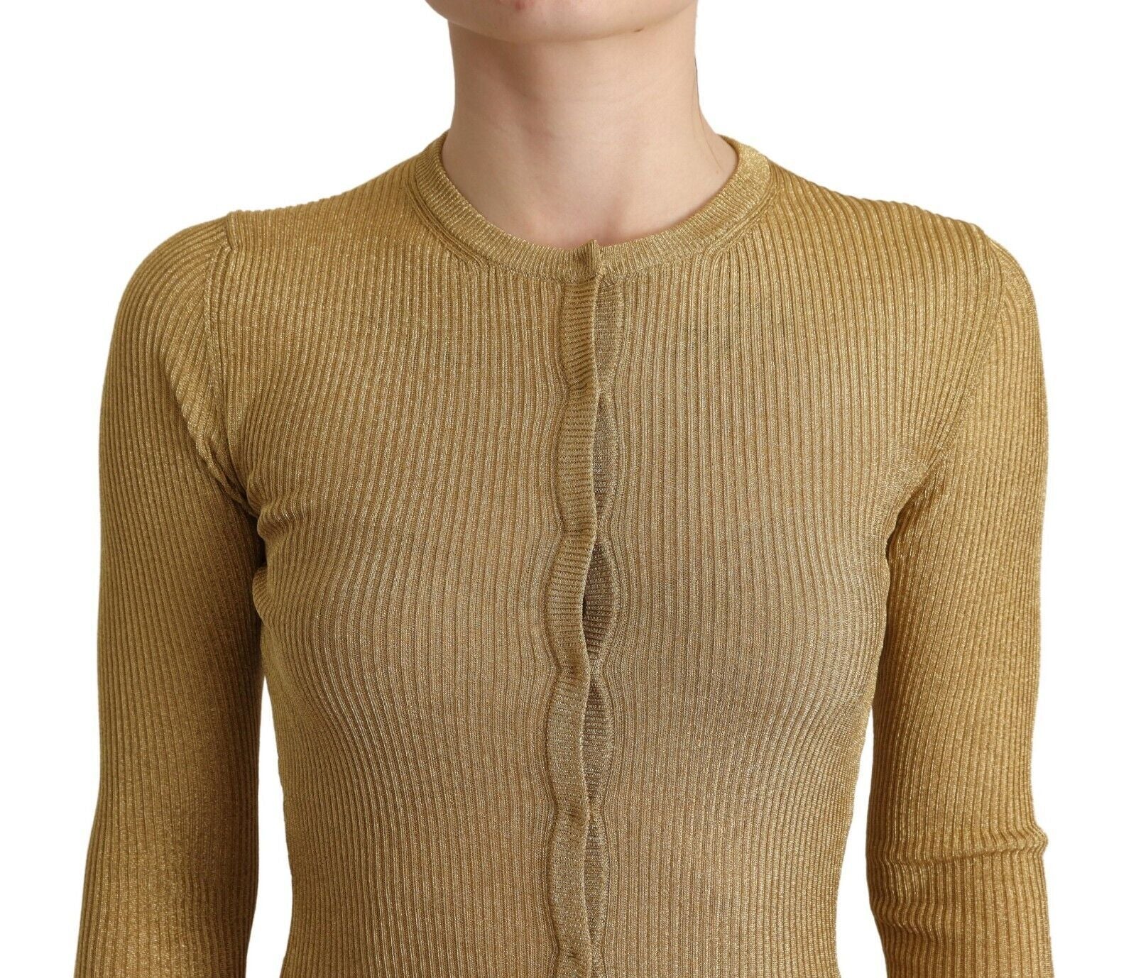 Dolce & Gabbana gold-colored cardigan with viscose blend and buttons-4