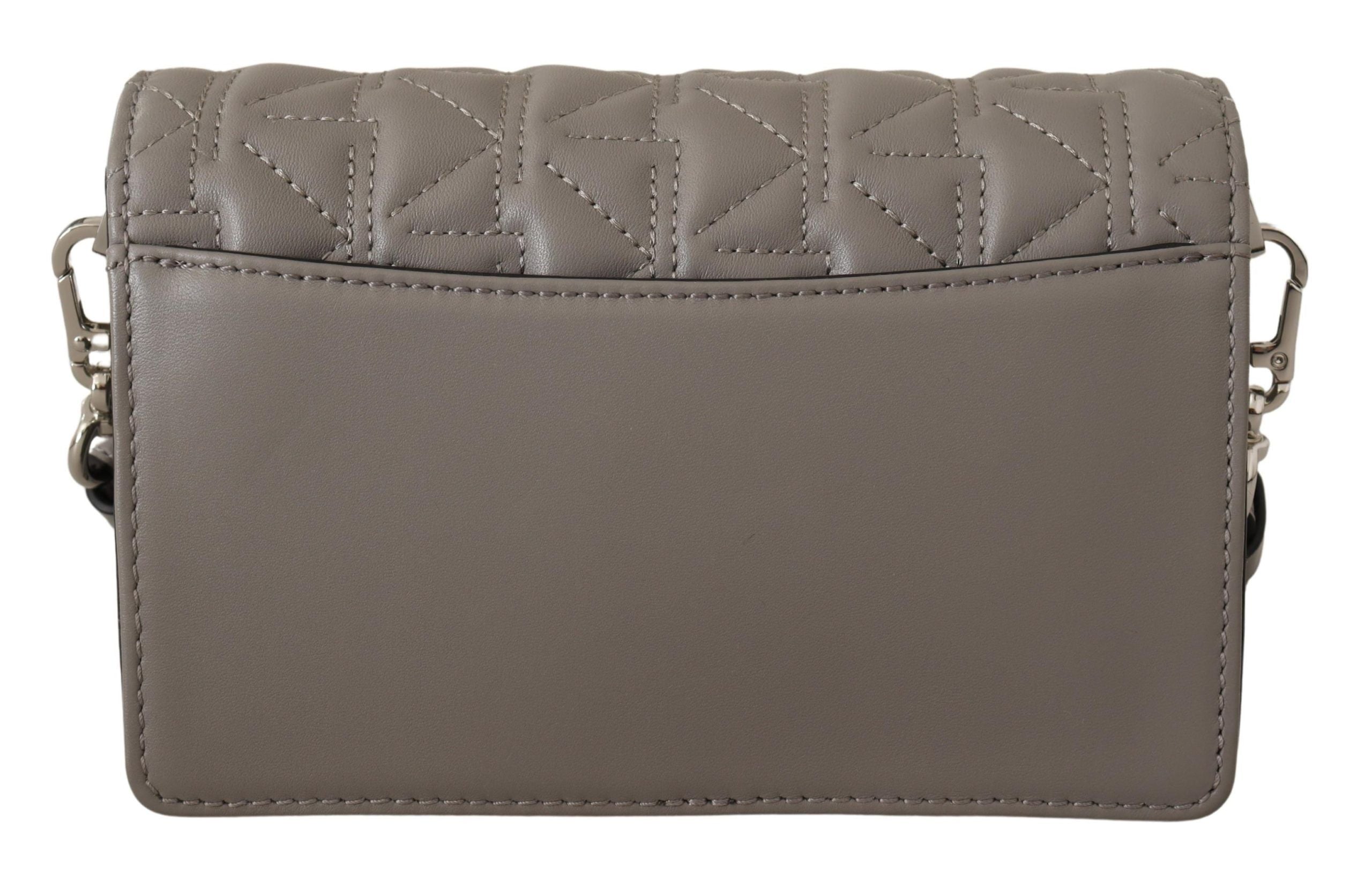 Karl Lagerfeld Elegante bolso bandolera de piel gris-4