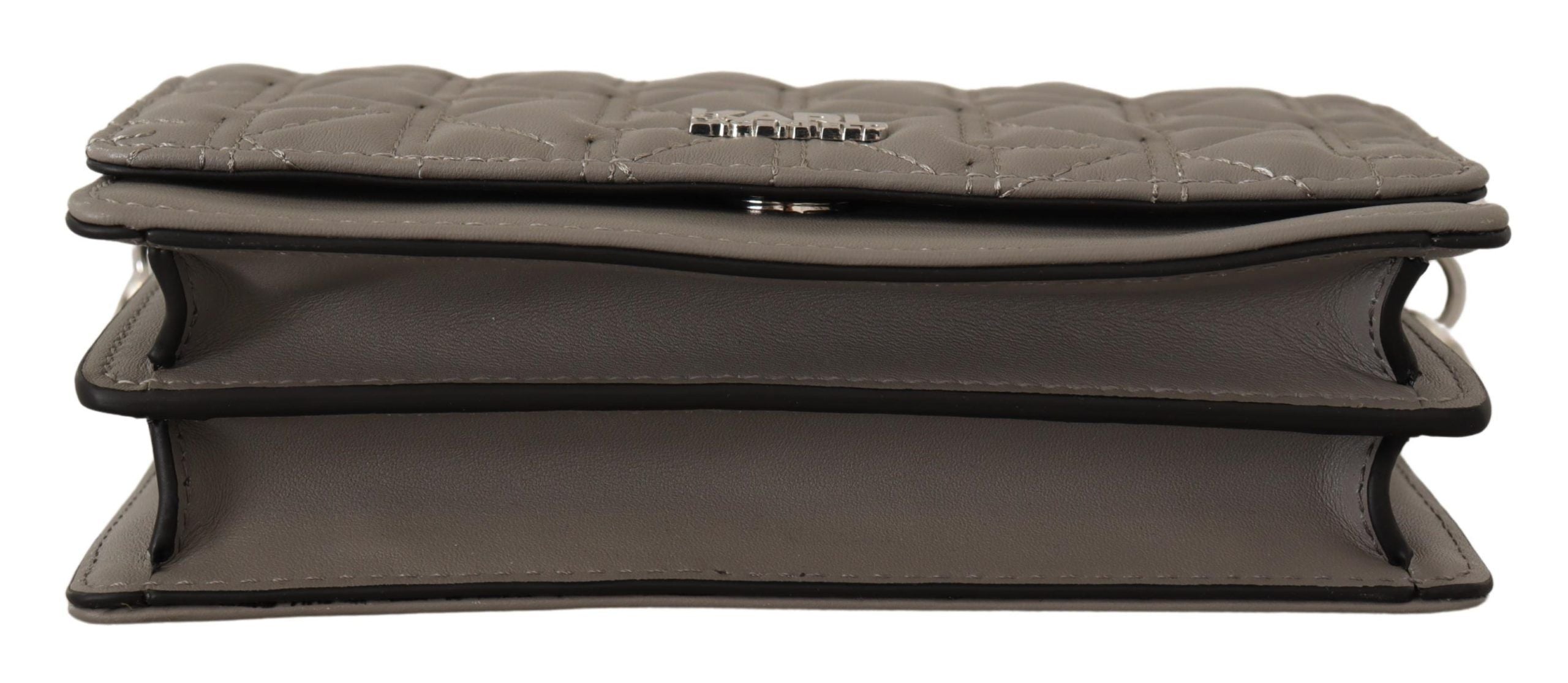 Karl Lagerfeld Elegante bolso bandolera de piel gris-5