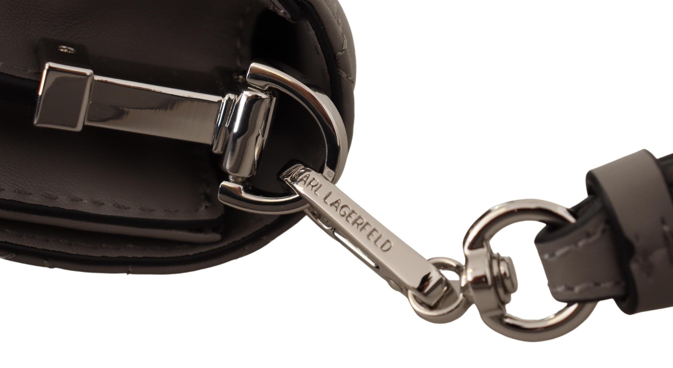 Karl Lagerfeld Elegante bolso bandolera de piel gris-7
