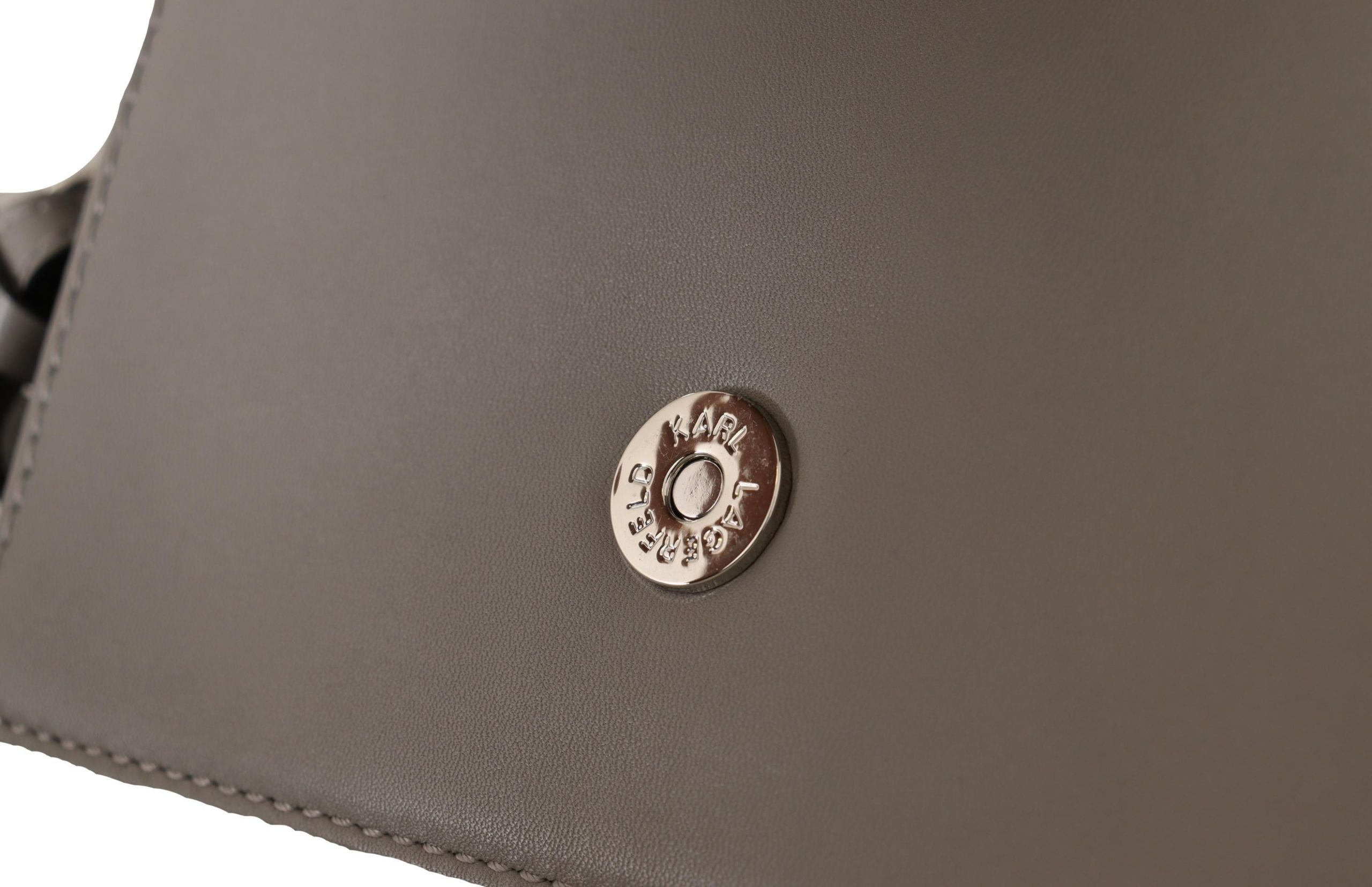 Karl Lagerfeld Elegante bolso bandolera de piel gris-8