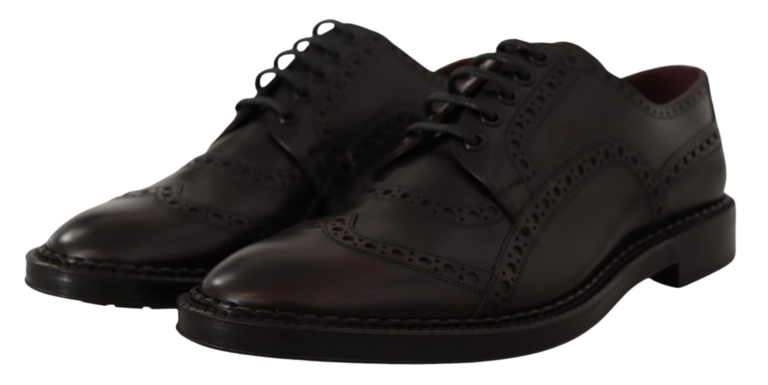 Dolce & Gabbana Purple Leather Oxford Wingtip Formal Shoes-2
