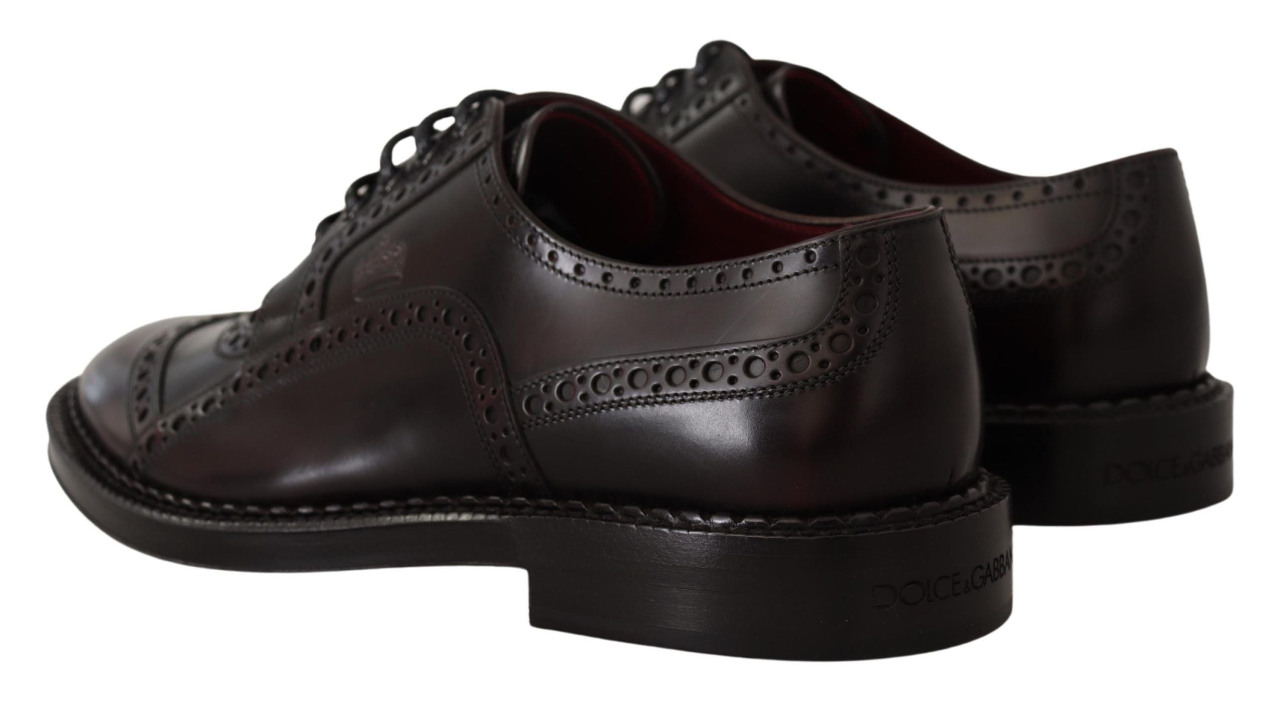 Dolce & Gabbana Purple Leather Oxford Wingtip Formal Shoes-3
