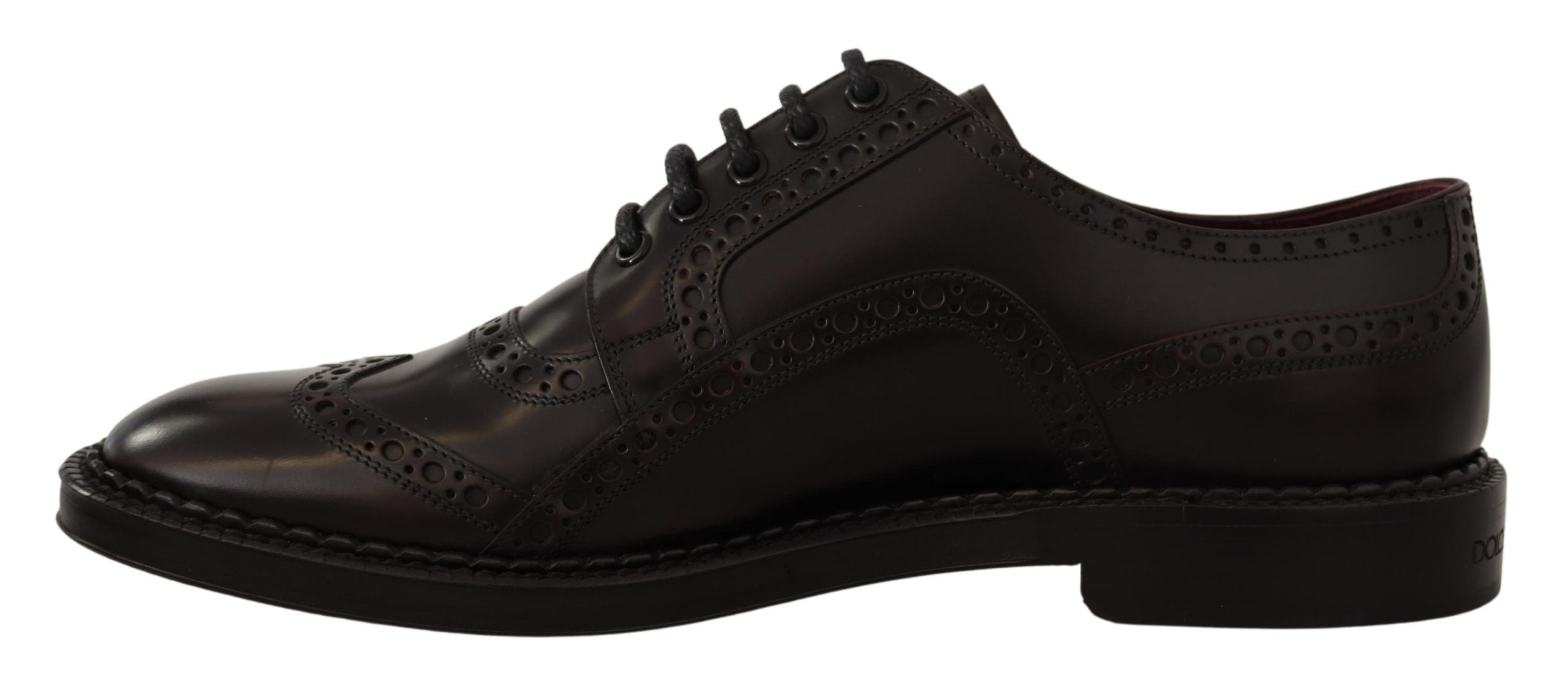 Dolce & Gabbana Purple Leather Oxford Wingtip Formal Shoes-4