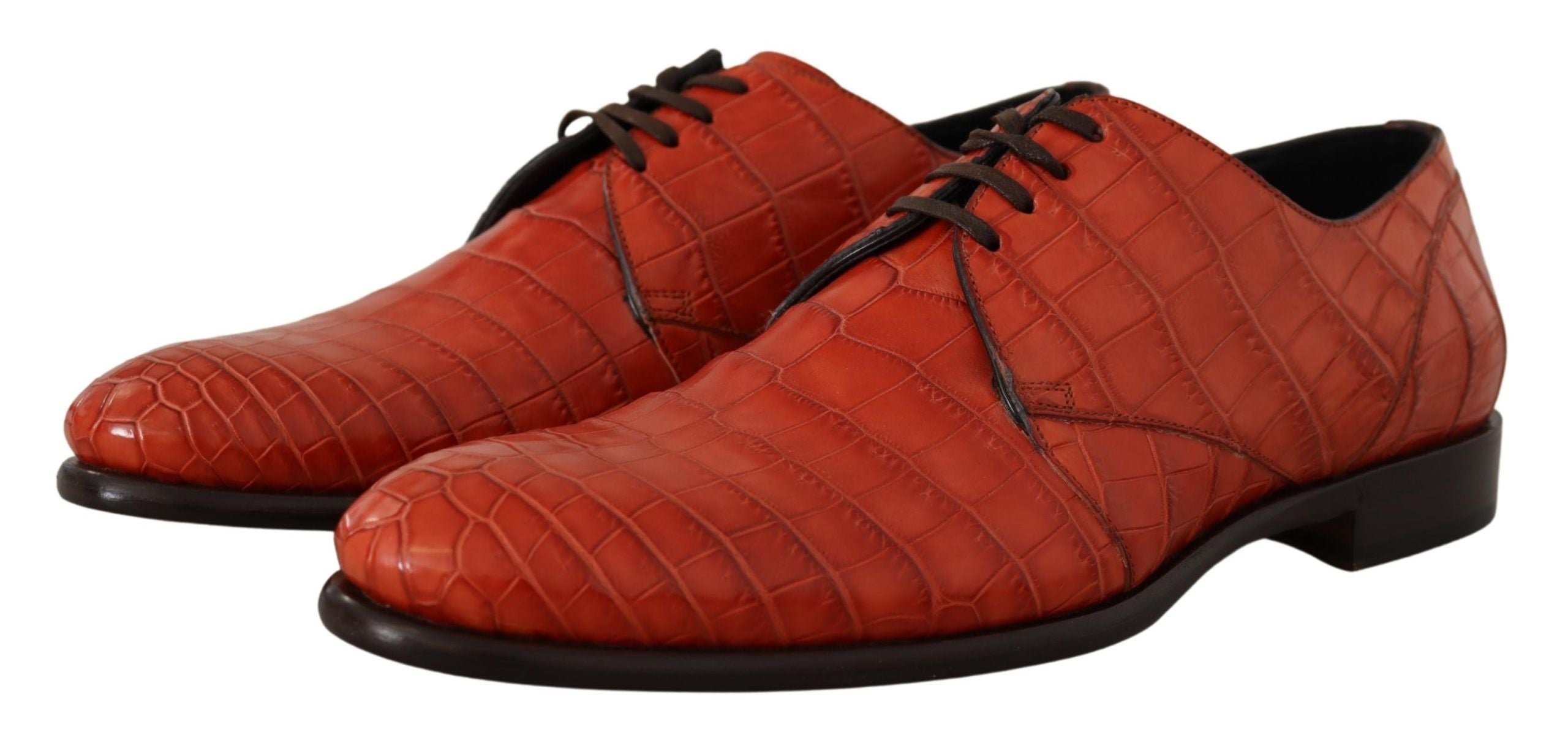 Dolce & Gabbana Orangefarbene Derby-Schuhe aus exotischem Leder-2