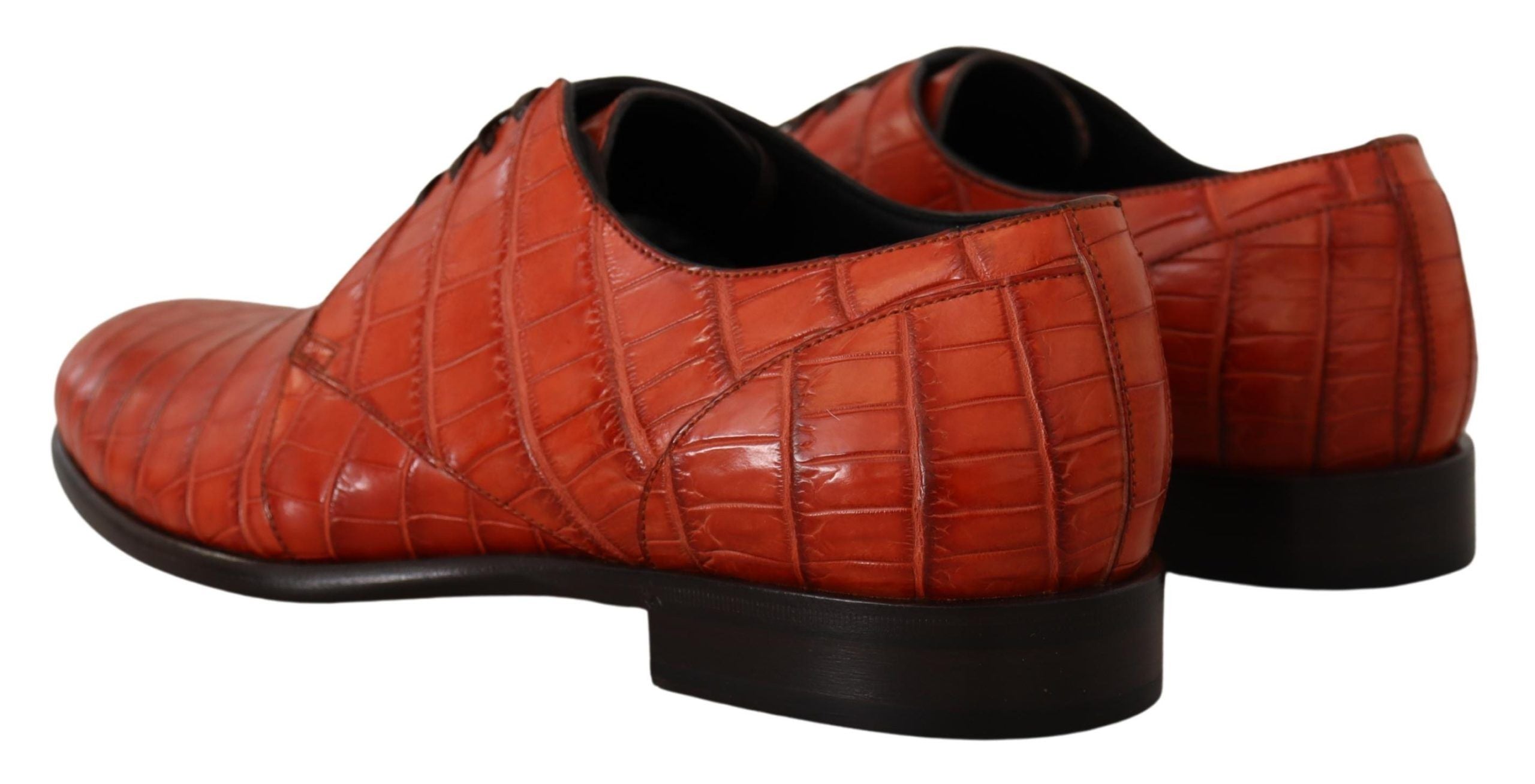 Dolce & Gabbana Orangefarbene Derby-Schuhe aus exotischem Leder-3
