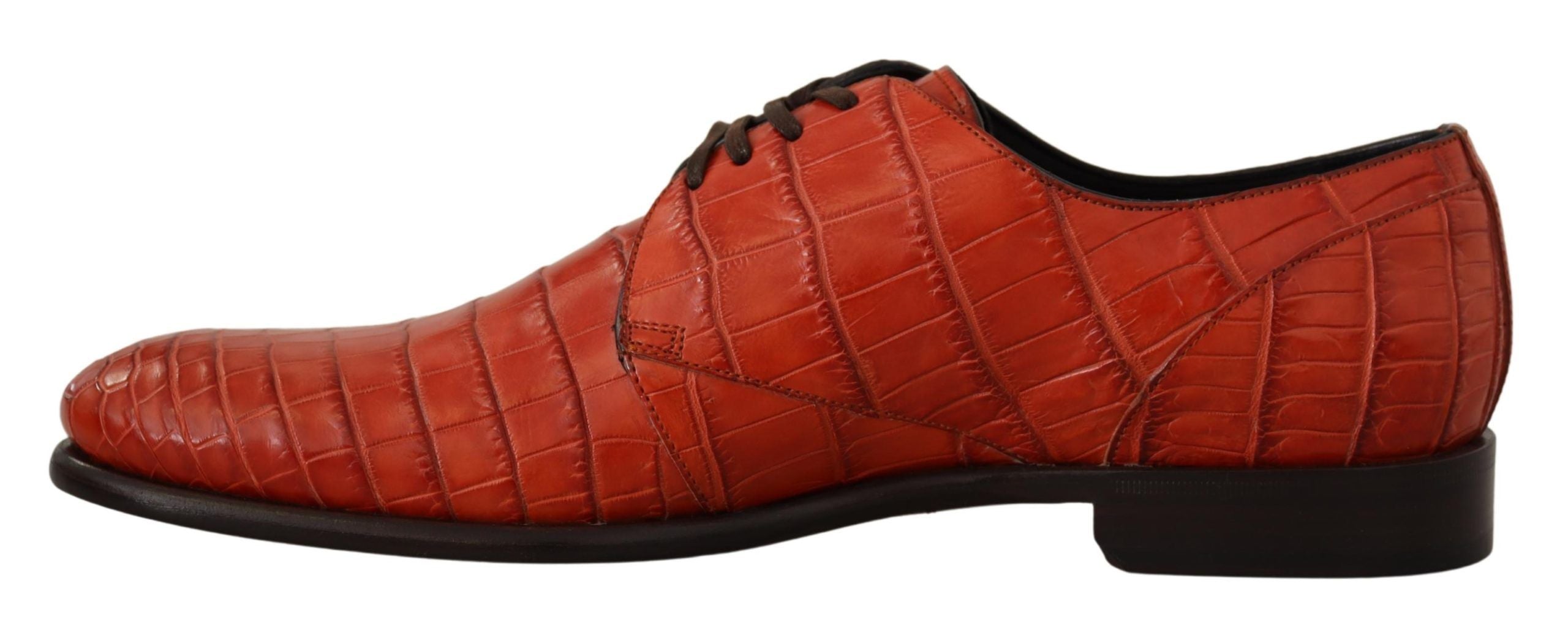 Dolce & Gabbana Orangefarbene Derby-Schuhe aus exotischem Leder-4