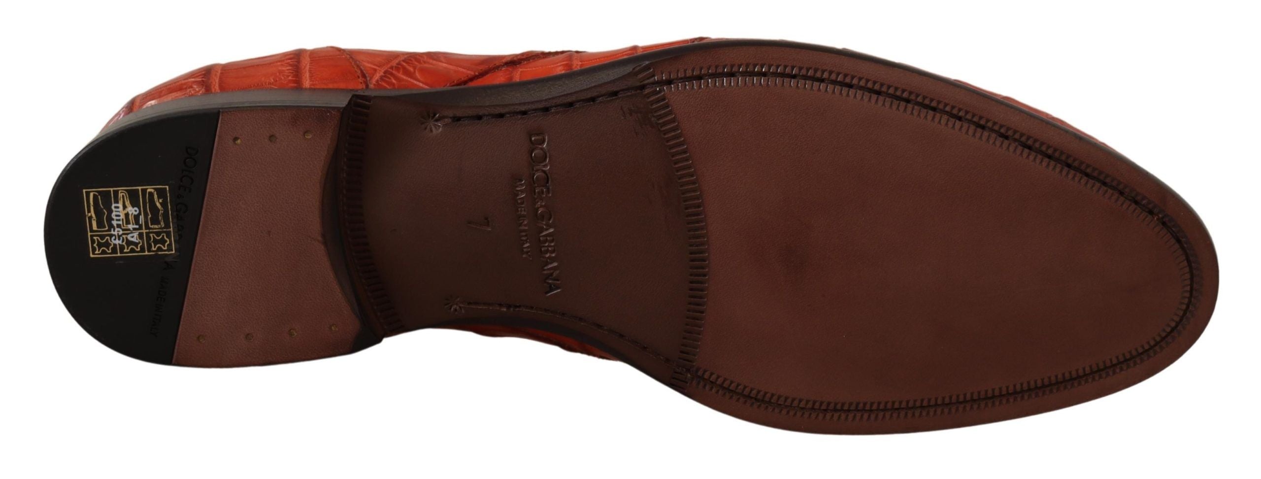 Dolce & Gabbana Orangefarbene Derby-Schuhe aus exotischem Leder-5