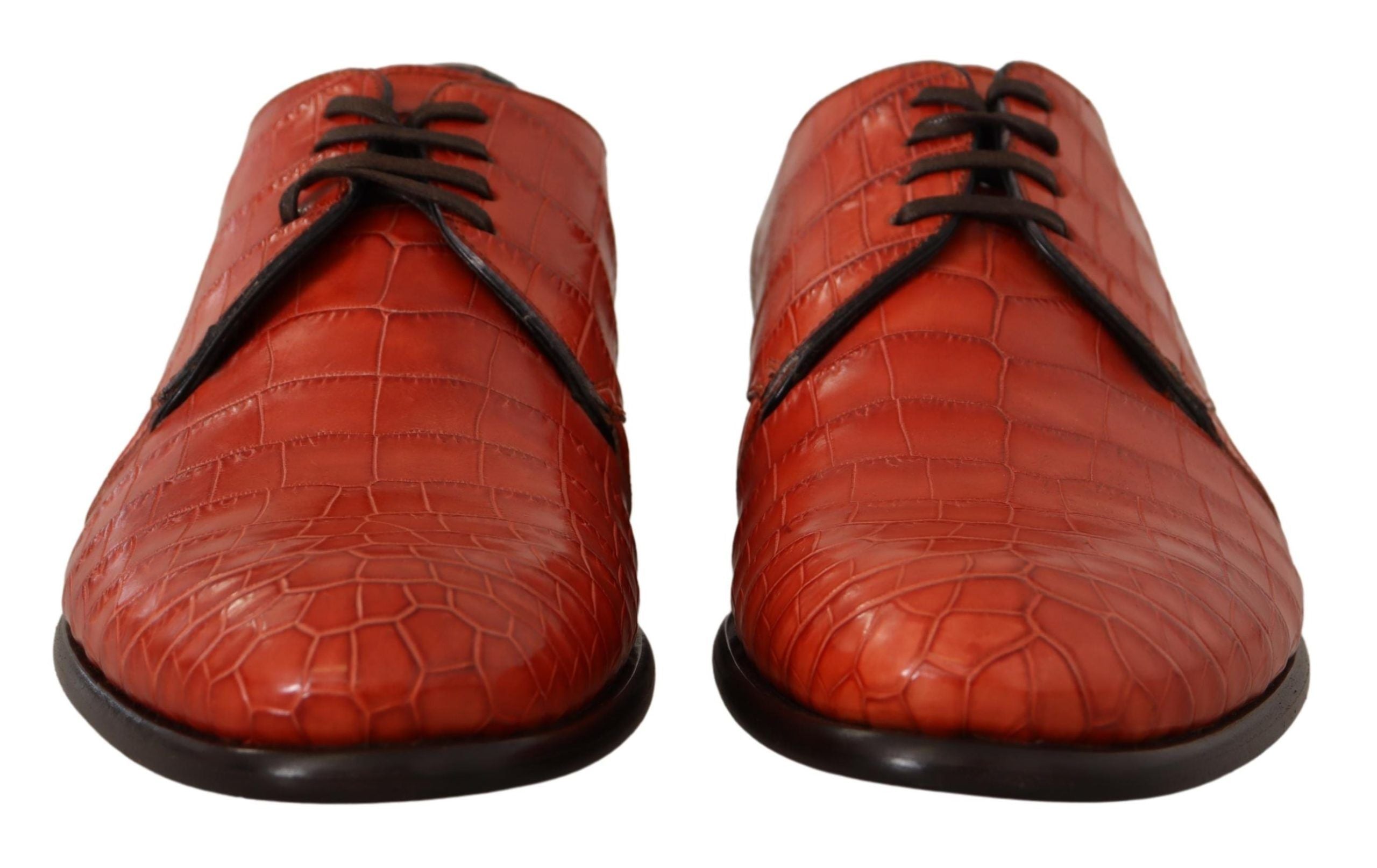 Dolce & Gabbana Orangefarbene Derby-Schuhe aus exotischem Leder-6