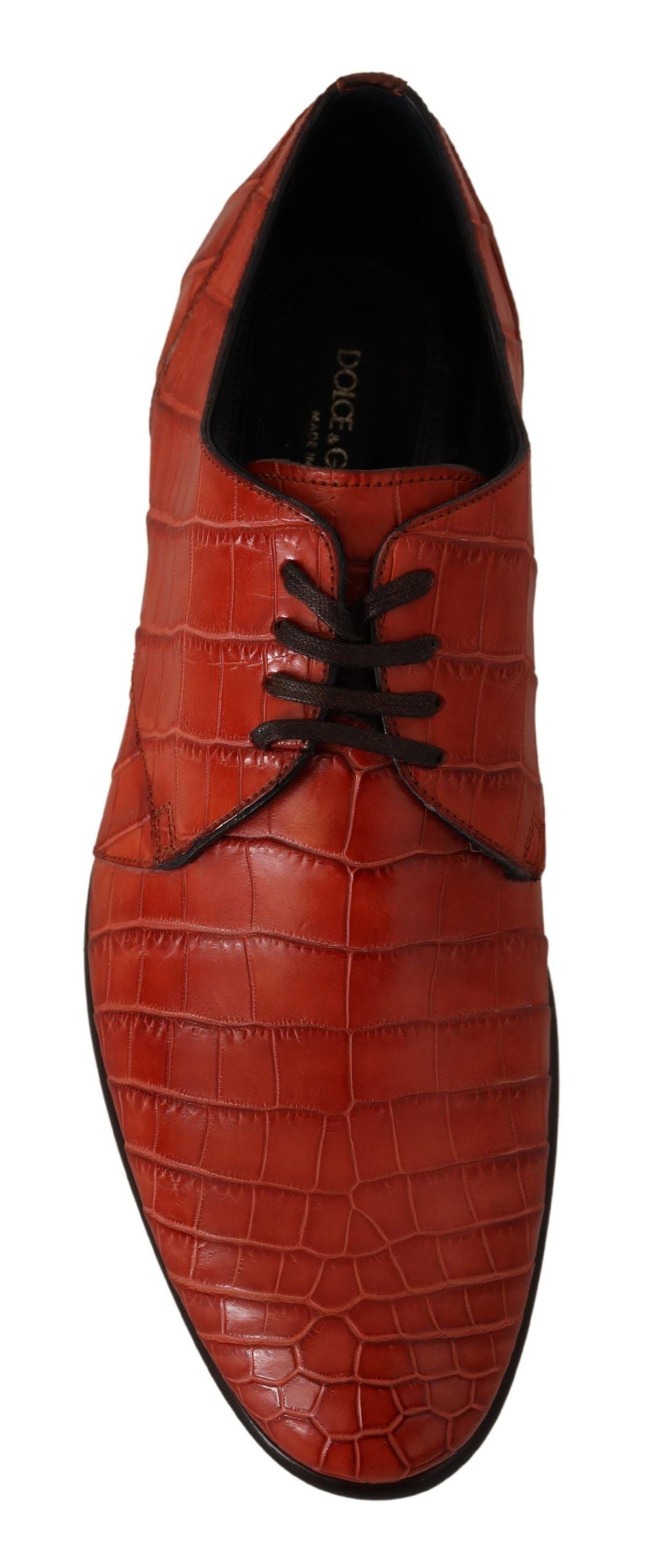 Dolce & Gabbana Orangefarbene Derby-Schuhe aus exotischem Leder-7
