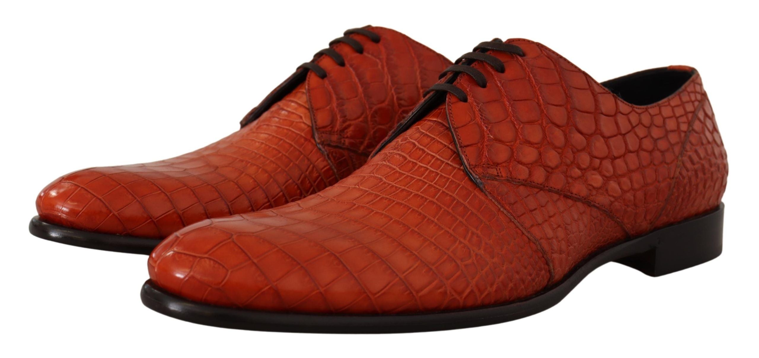 Dolce & Gabbana orange derby shoes in exotic leather-2