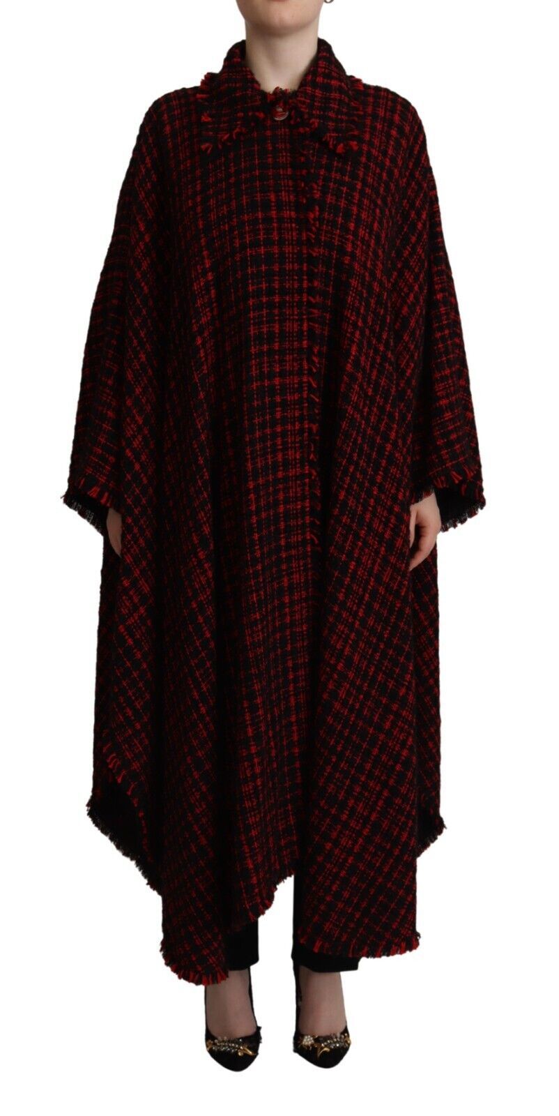Dolce & Gabbana black and red checkered cotton coat jacket