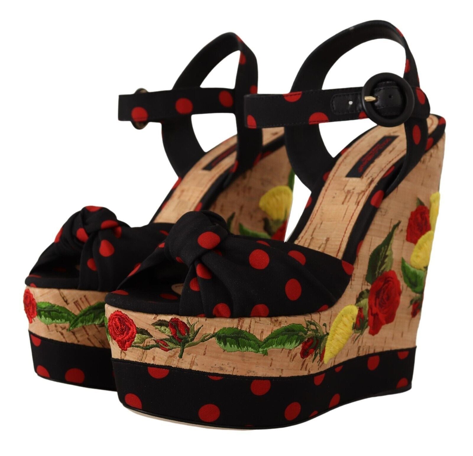 Dolce & Gabbana Multicolor Platform Wedges Sandals Charmeuse Shoes-3