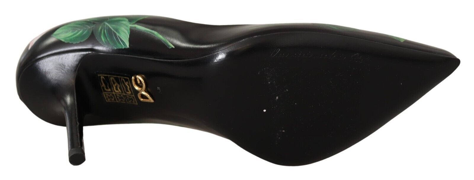 Dolce & Gabbana Black Leather Rose High Heels Pumps Shoes-6