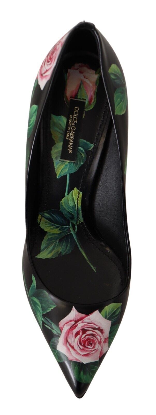 Dolce & Gabbana Black Leather Rose High Heels Pumps Shoes-7