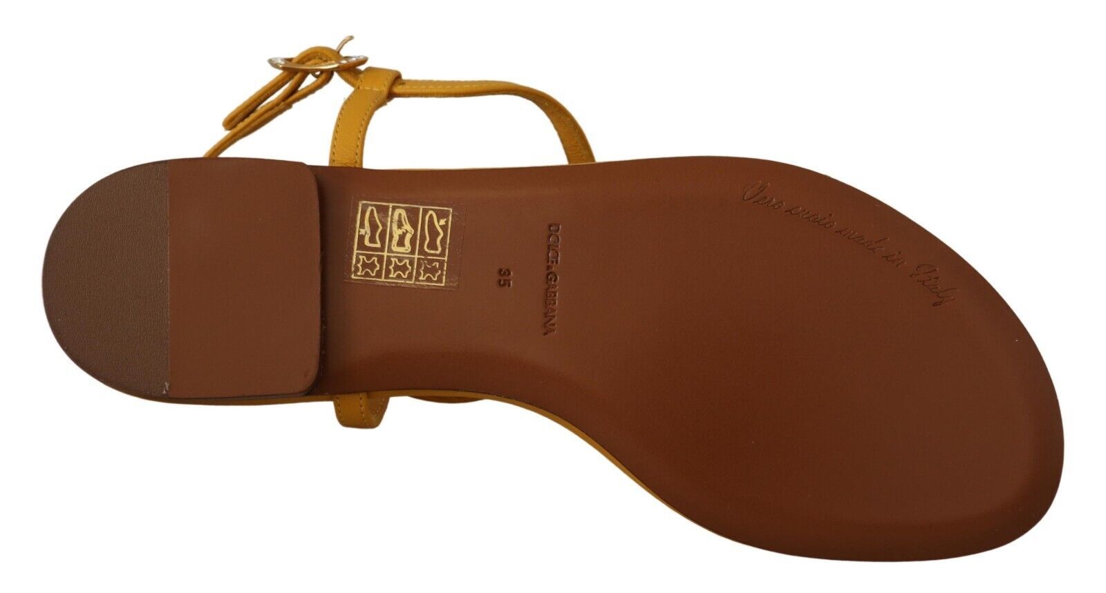 Dolce & Gabbana Mustard Leather Devotion Flats Sandals Shoes-7