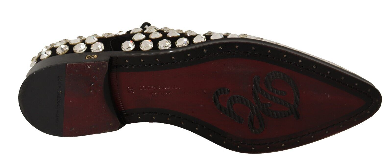 Dolce & Gabbana Black Leather Crystal Lace-Up Formal Shoes-3