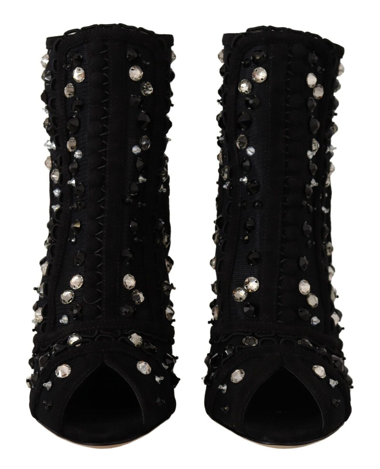 Botas cortas con cremallera y tacones de cristal negros de Dolce & Gabbana-2