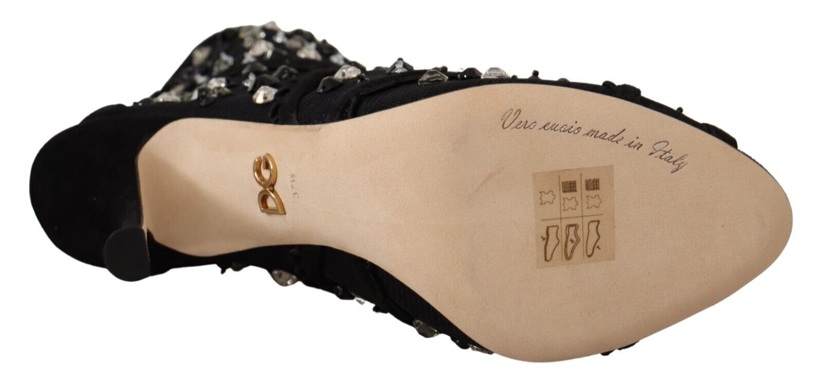 Botas cortas con cremallera y tacones de cristal negros de Dolce & Gabbana-6