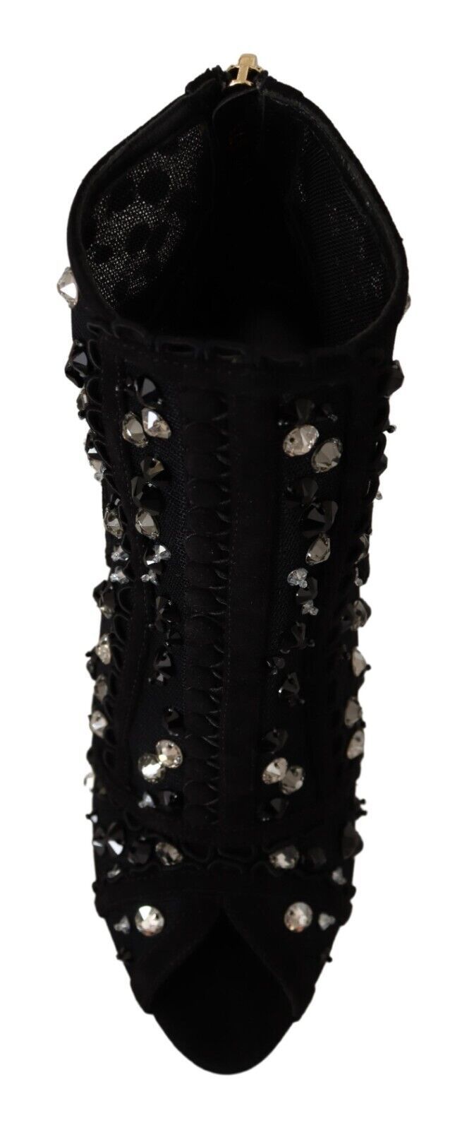 Botas cortas con cremallera y tacones de cristal negros de Dolce & Gabbana-7