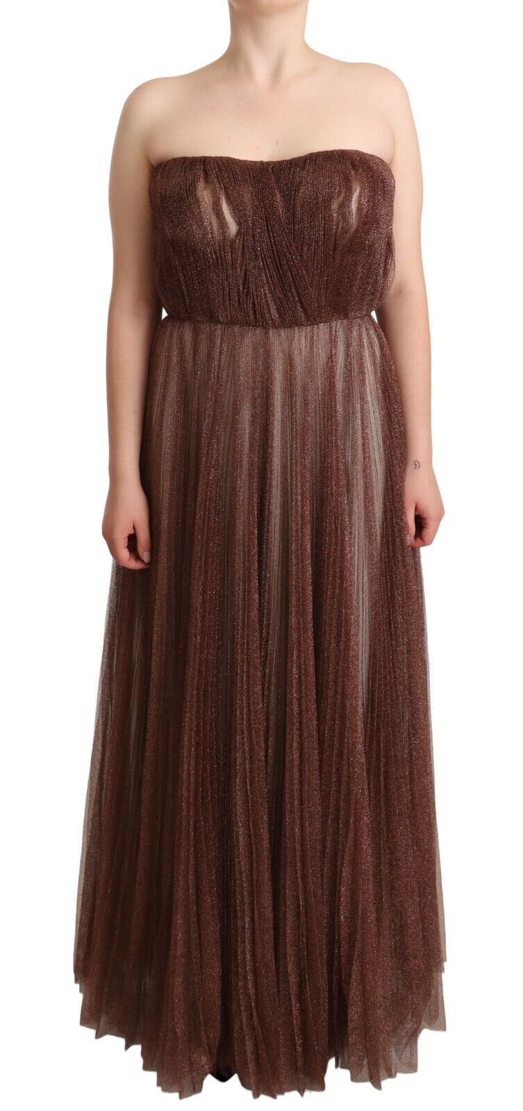 Dolce & Gabbana maxi dress in metallic bronze polyester