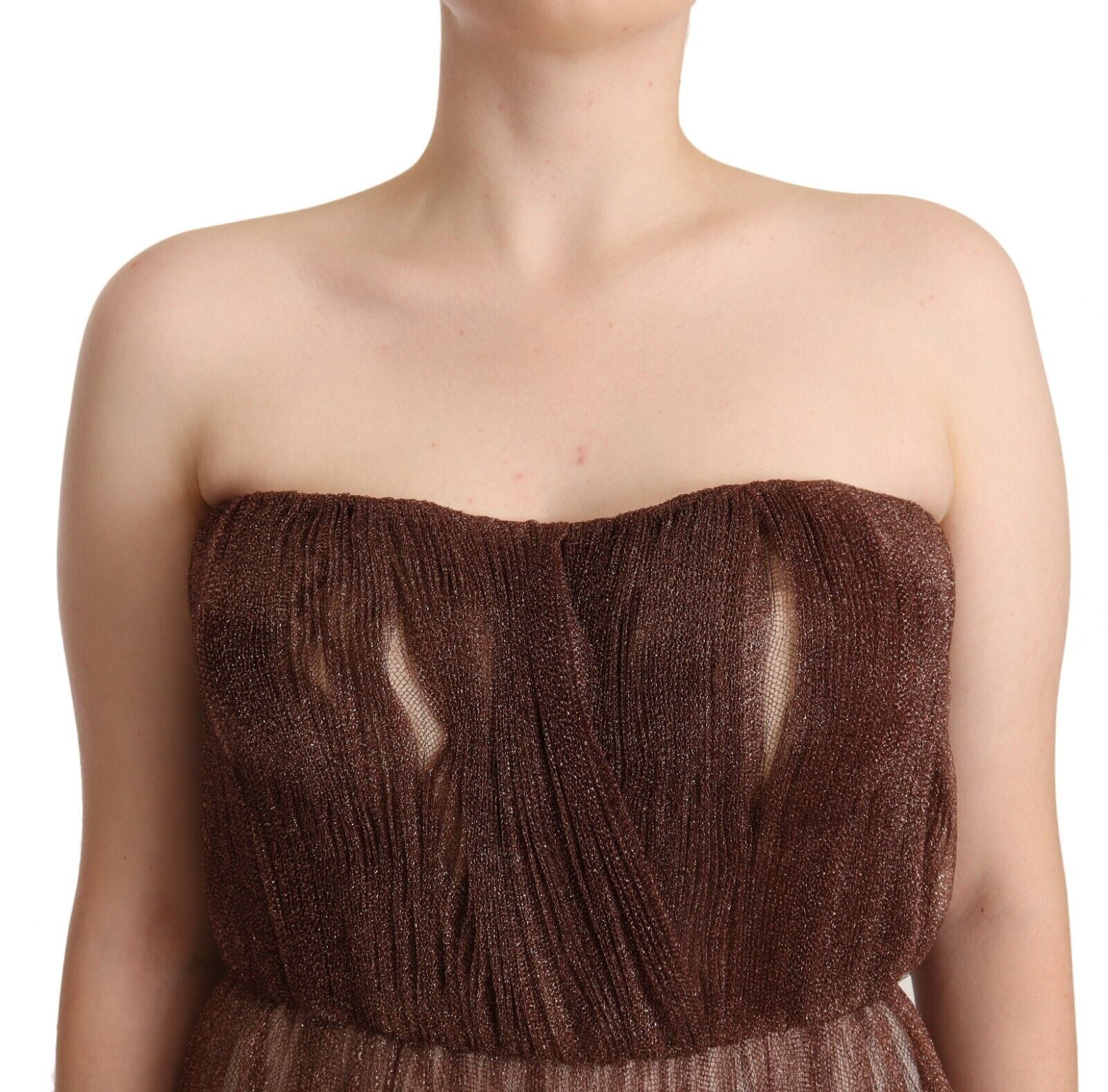 Dolce & Gabbana maxi dress in metallic bronze polyester-3