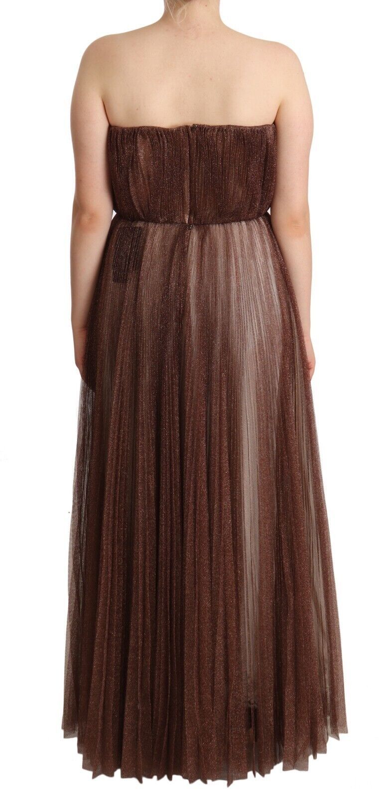 Dolce & Gabbana maxi dress in metallic bronze polyester-4
