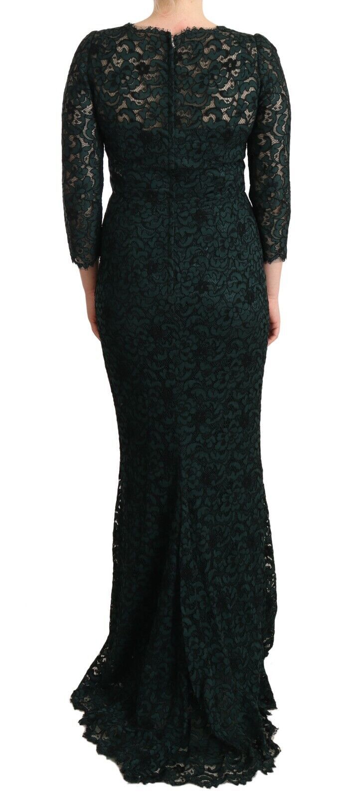 Dolce & Gabbana green floor-length maxi dress in floral lace-3