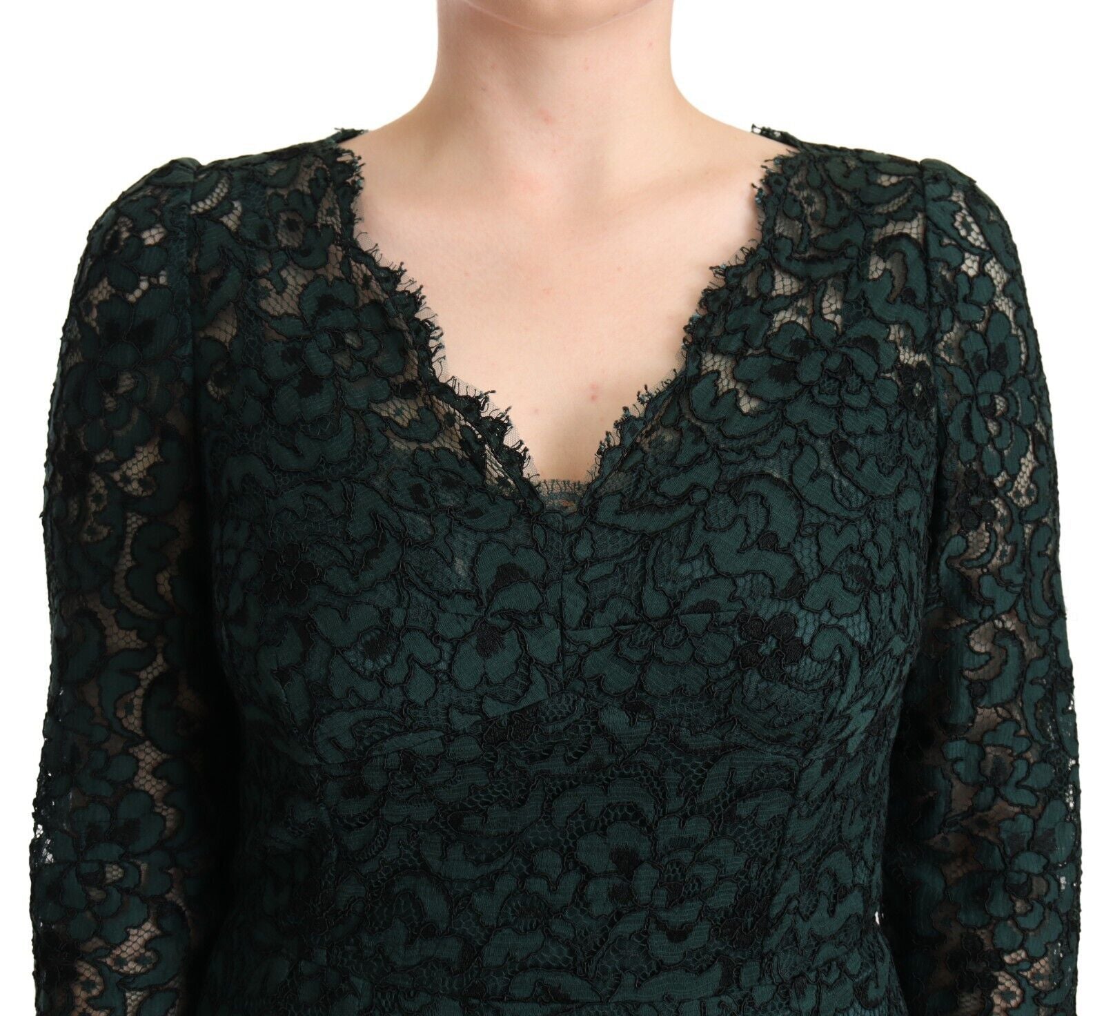 Dolce & Gabbana green floor-length maxi dress in floral lace-4