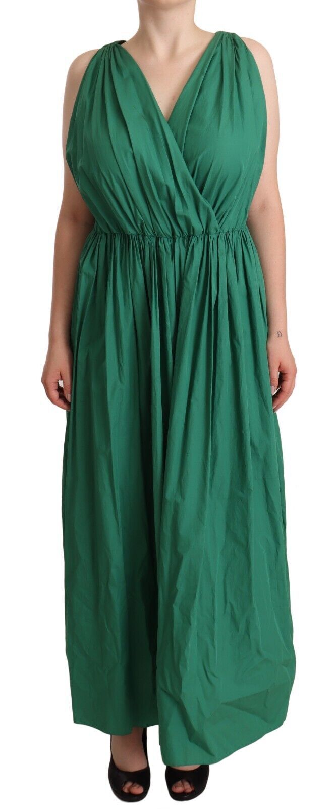 Dolce & Gabbana Green sleeveless V-neck dress in cotton-1