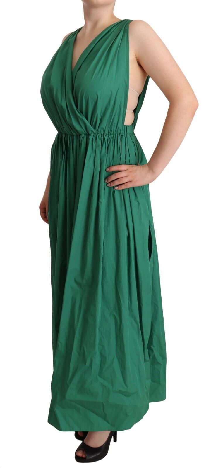 Dolce & Gabbana Green sleeveless V-neck dress in cotton-2